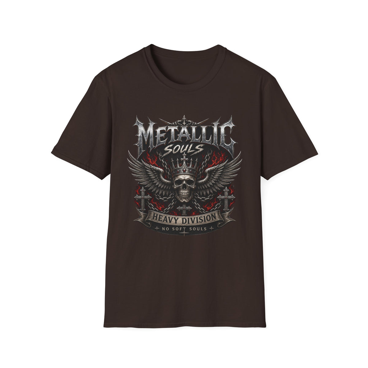 Metallic Souls Graphic T-Shirt — Gothic Skull & Wings Heavy Metal Tee