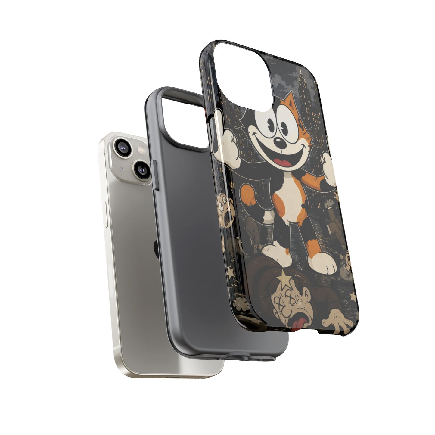 Vintage Cartoon Cat Phone Case — Edgy Felix-Style Illustration