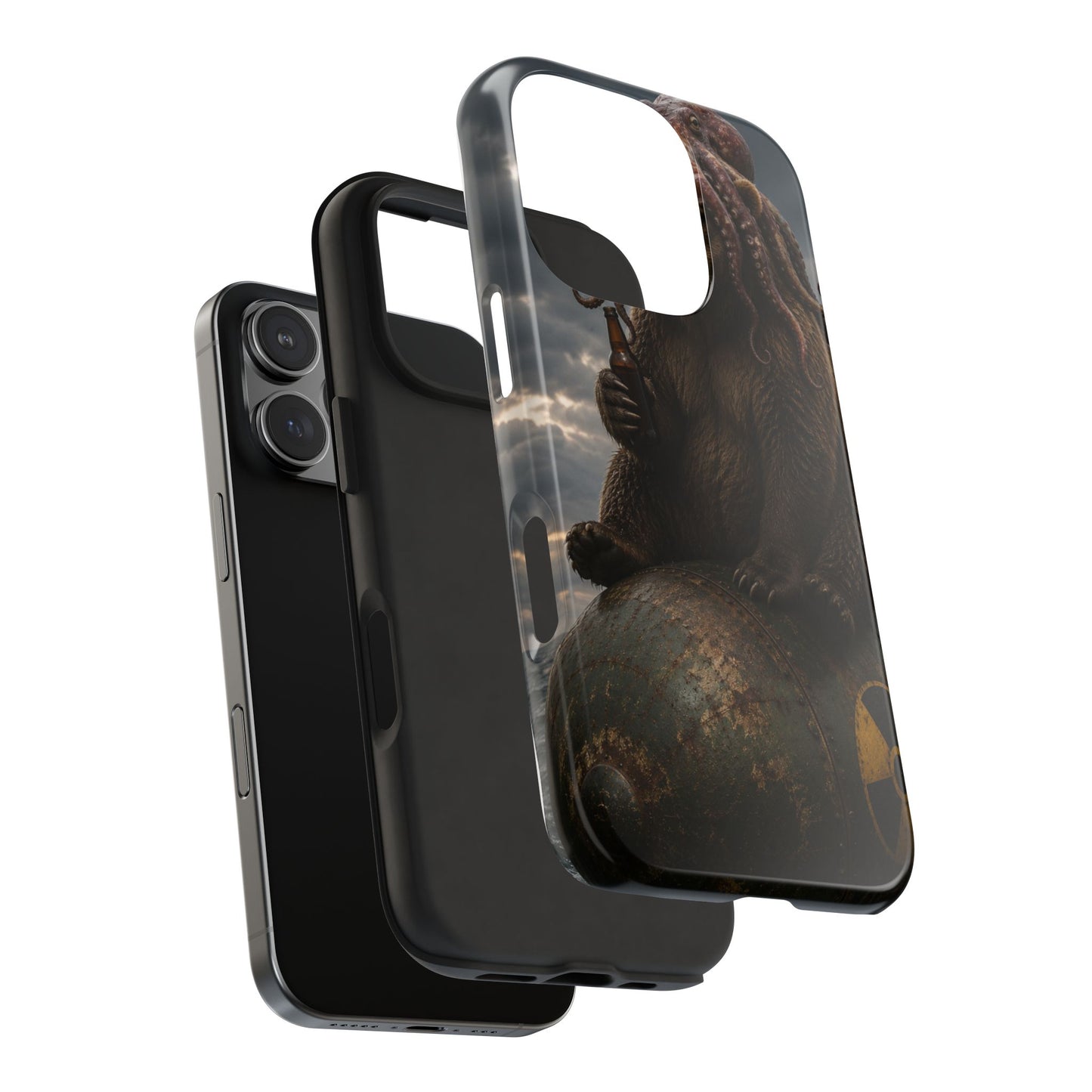Tough Phone Case — Post‑Apocalyptic Bear with Octopus Helmet on Nuclear Bomb