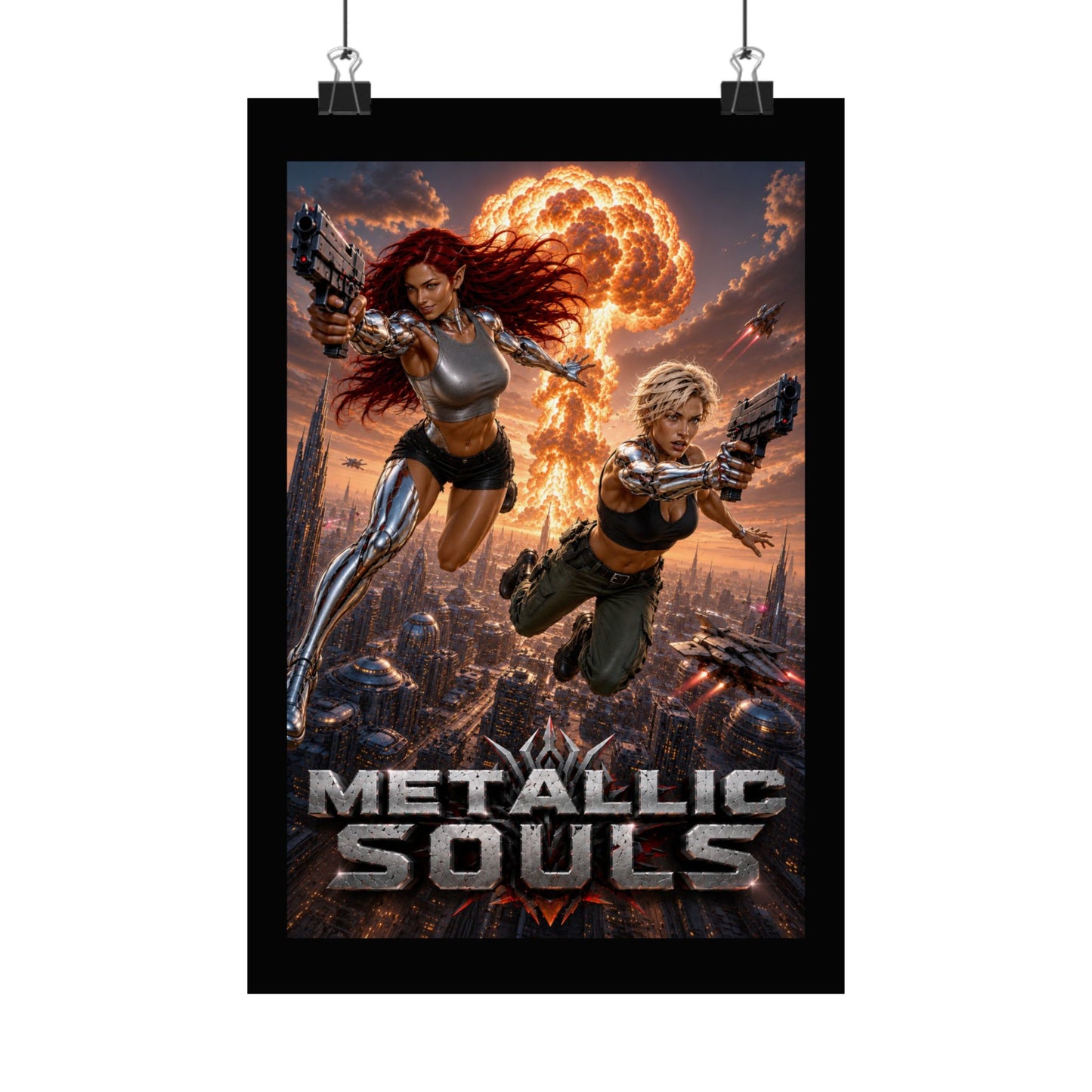 Metallic Souls Sci‑Fi Poster — Action Cyberpunk Movie Art