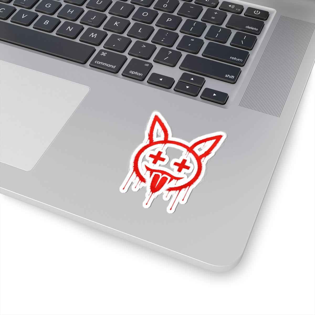 Drip Graffiti Bunny Sticker — Red Kiss-Cut Laptop Decal