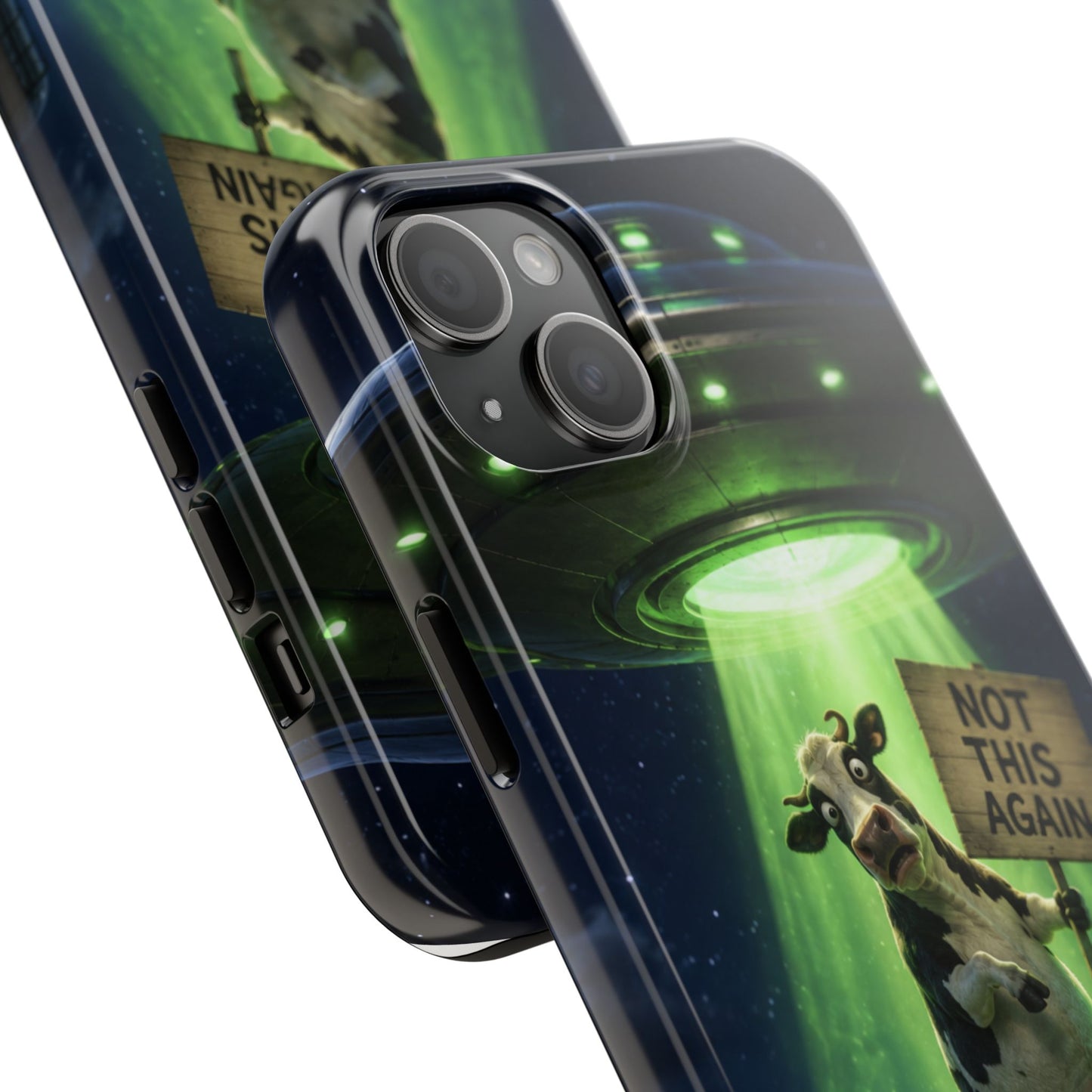 Phone Case — Funny Alien Abduction Cow Design ("Not This Again")