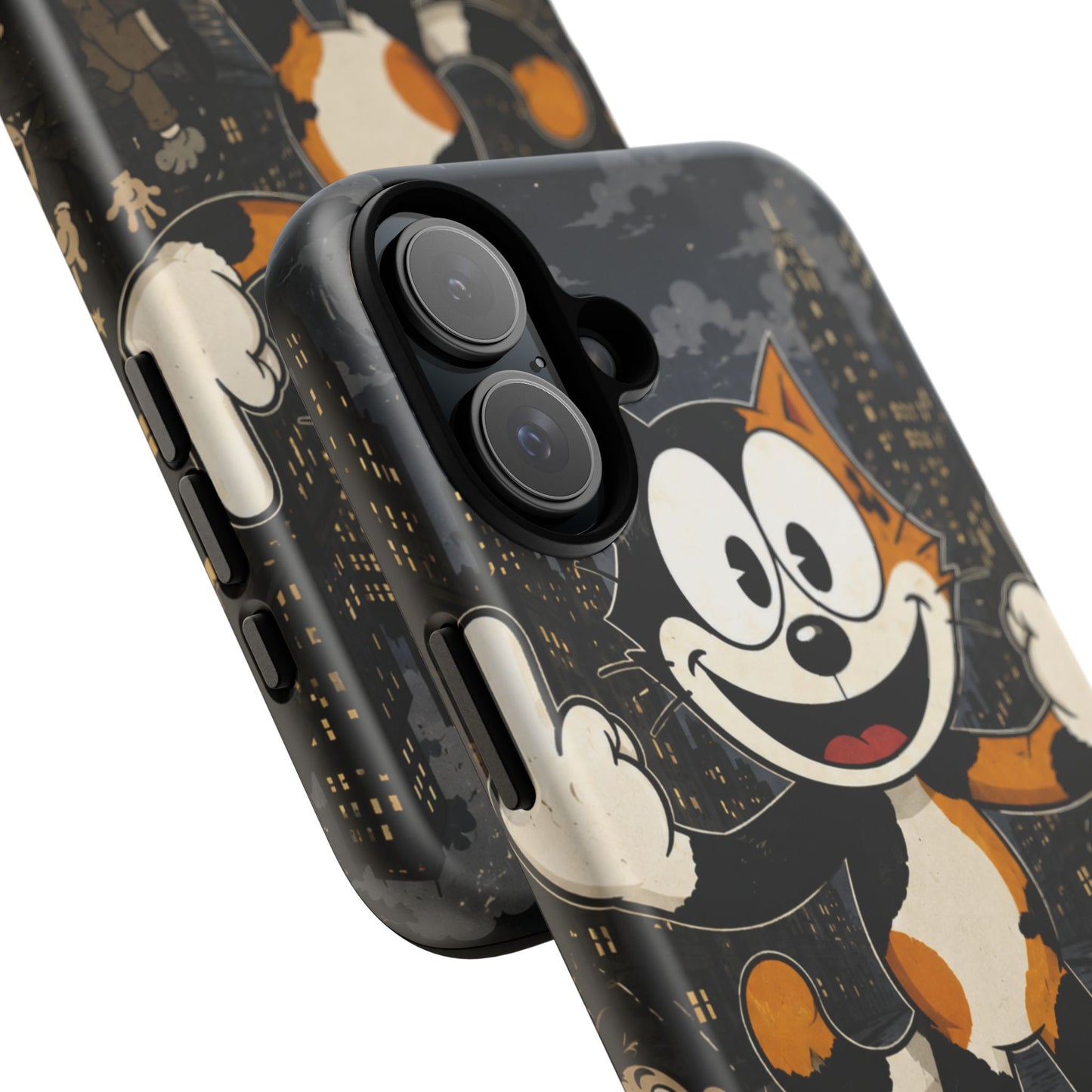 Vintage Cartoon Cat Phone Case — Edgy Felix-Style Illustration
