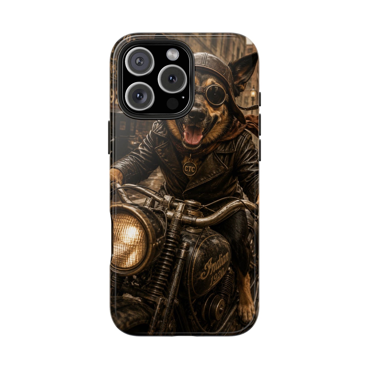 Phone Case — Biker Dog Riding Motorcycle Protective Tough Cover