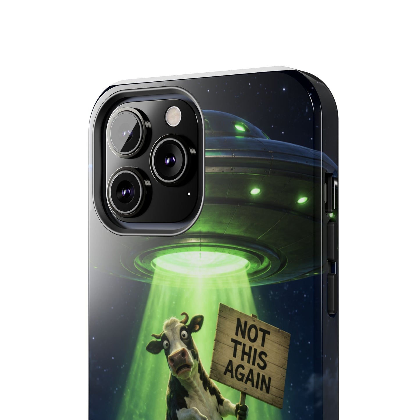Phone Case — Funny Alien Abduction Cow Design ("Not This Again")