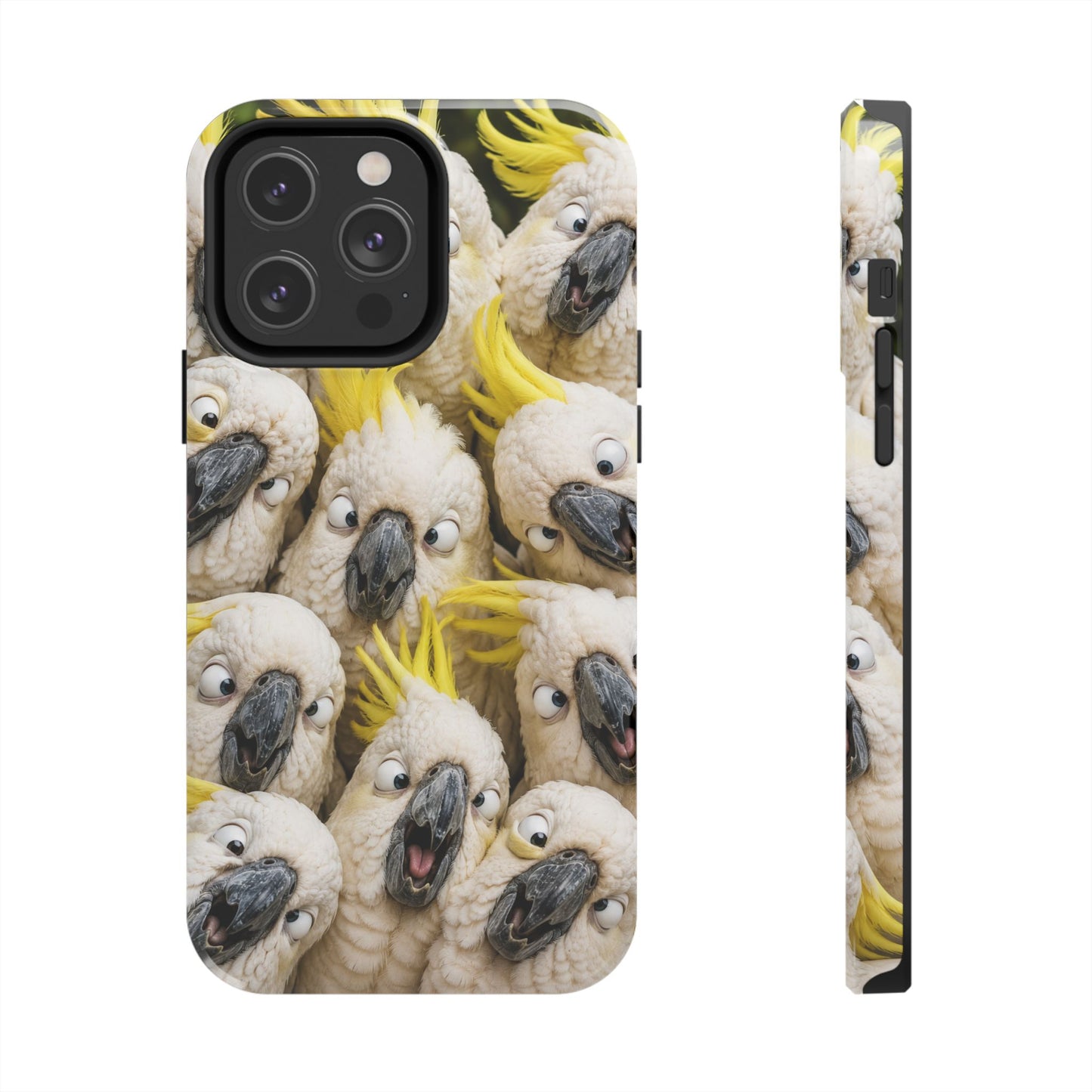 Cockatoo Collage Tough Phone Case — Funny Yellow Crested Bird Protective Phone Cover