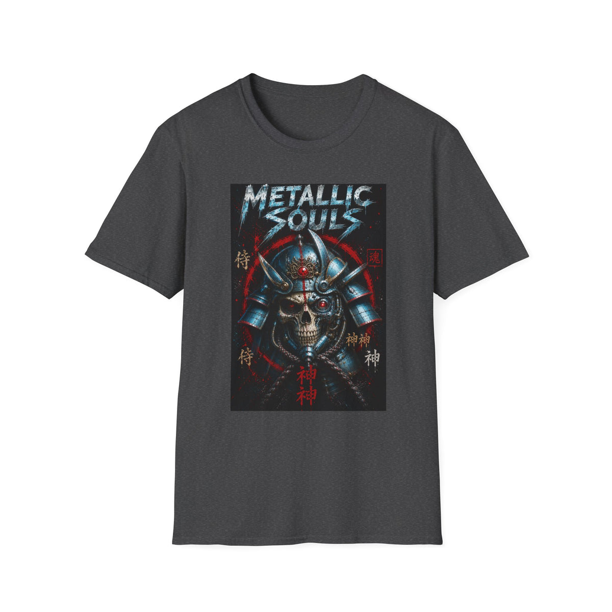 Metallic Souls Samurai Helmet T‑Shirt — Vintage Mecha Warrior Graphic Tee