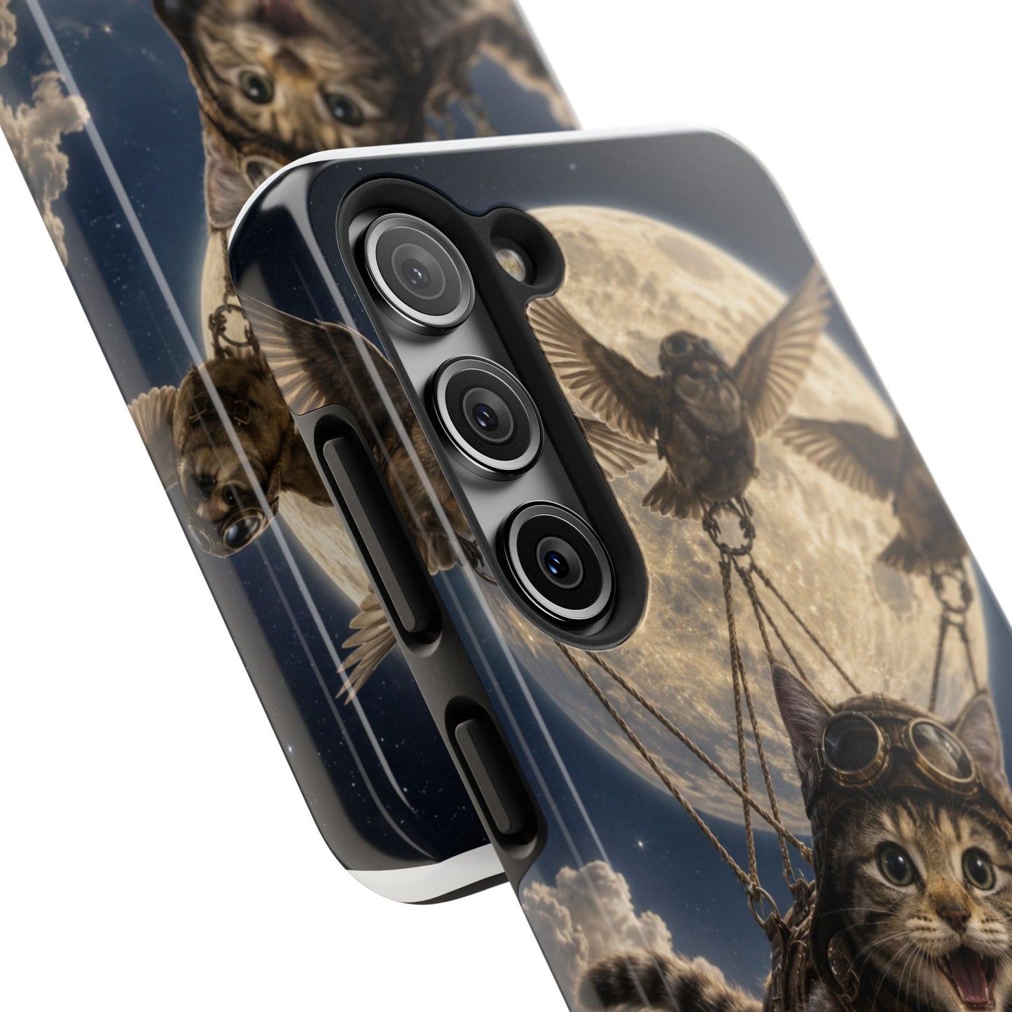 Cat Pilot Phone Case — Adventure Kitty Moonlit Flight Tough Protection