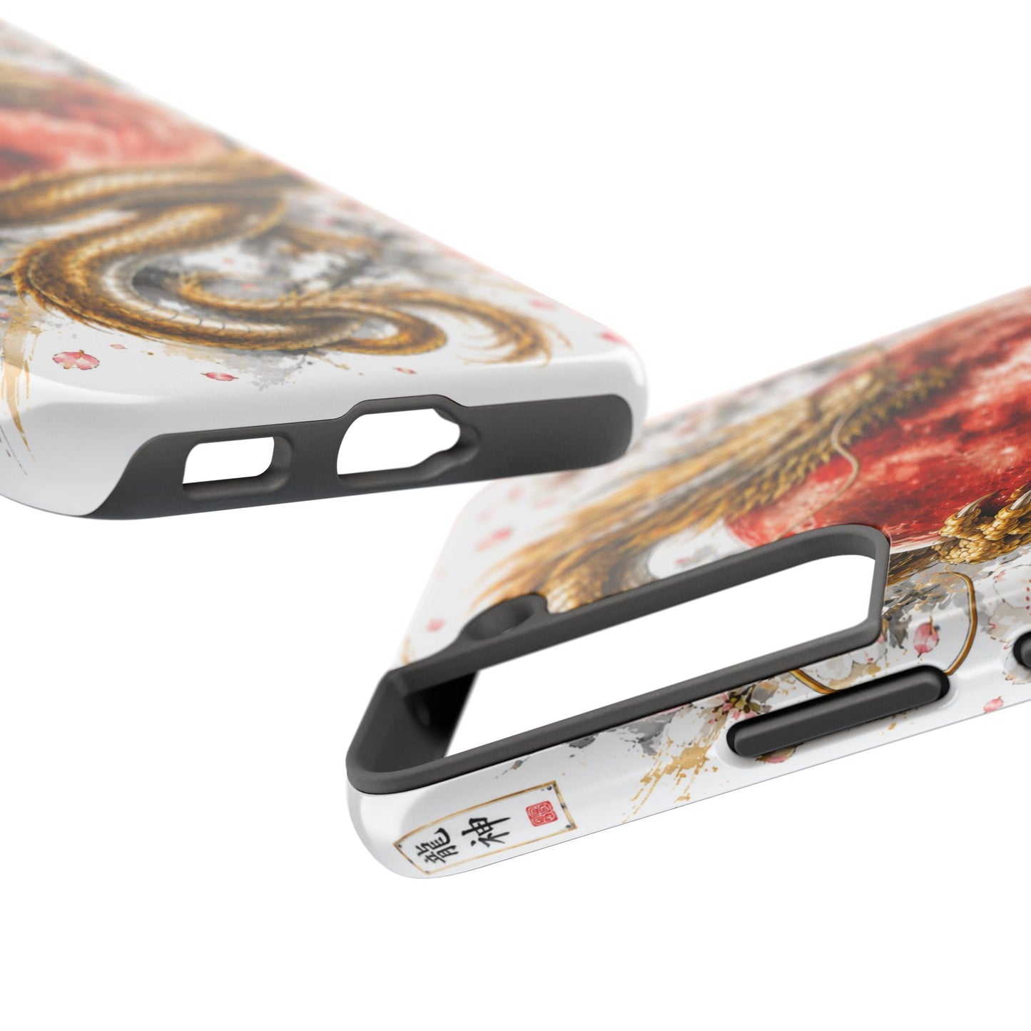 Golden Dragon Phone Case — Red Moon & Cherry Blossom Tough Phone Case