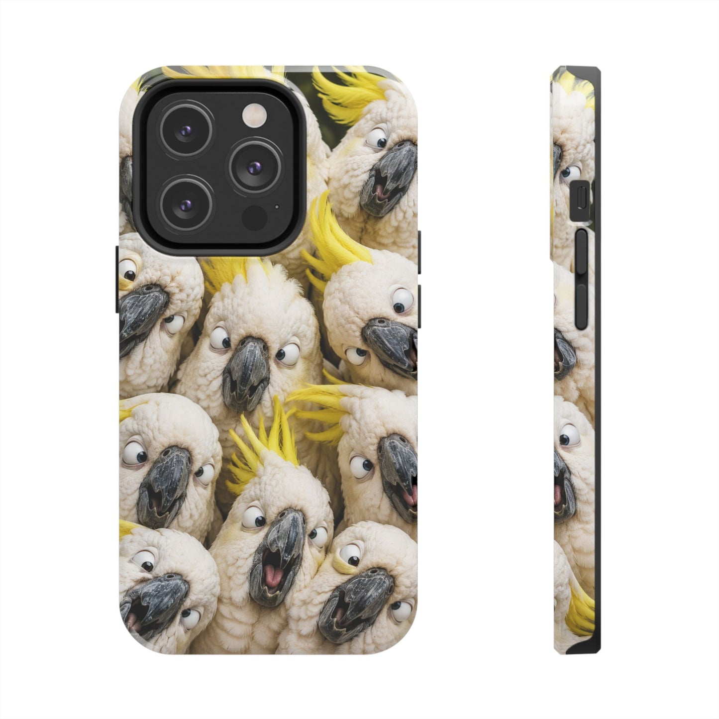 Cockatoo Collage Tough Phone Case — Funny Yellow Crested Bird Protective Phone Cover