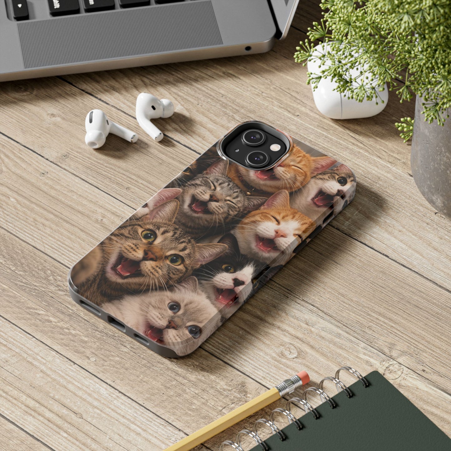 Tough Smiling Cats Collage Phone Case – Cute Cat Faces for iPhone