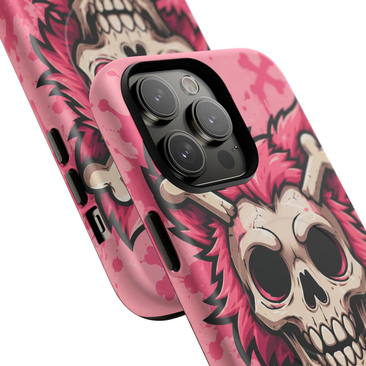Pink Skull & Crossbones Tough Magnetic Phone Case — Punk Rock Protective Cover