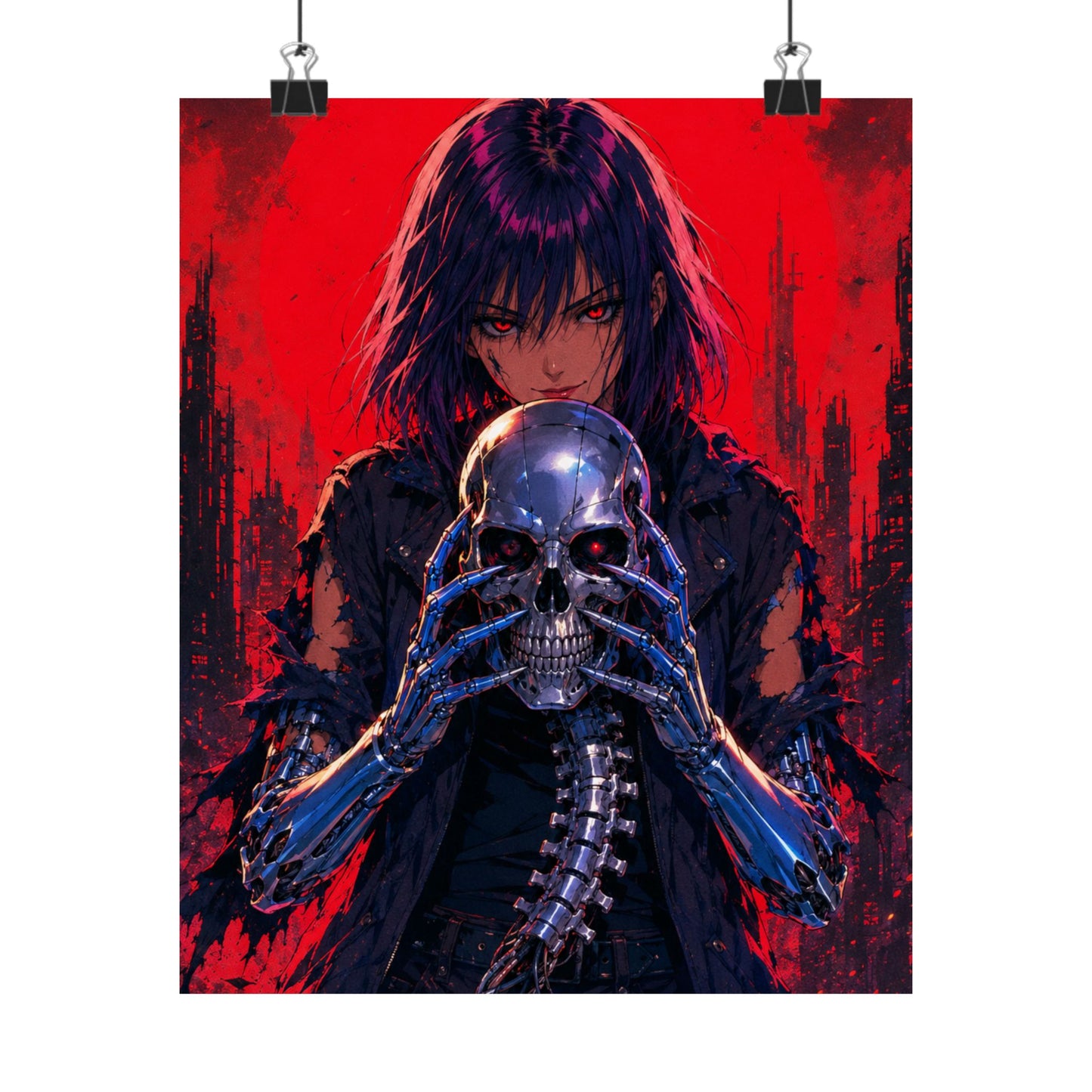 Metallic Souls Skull Poster — Gothic Anime Matte Vertical Wall Art