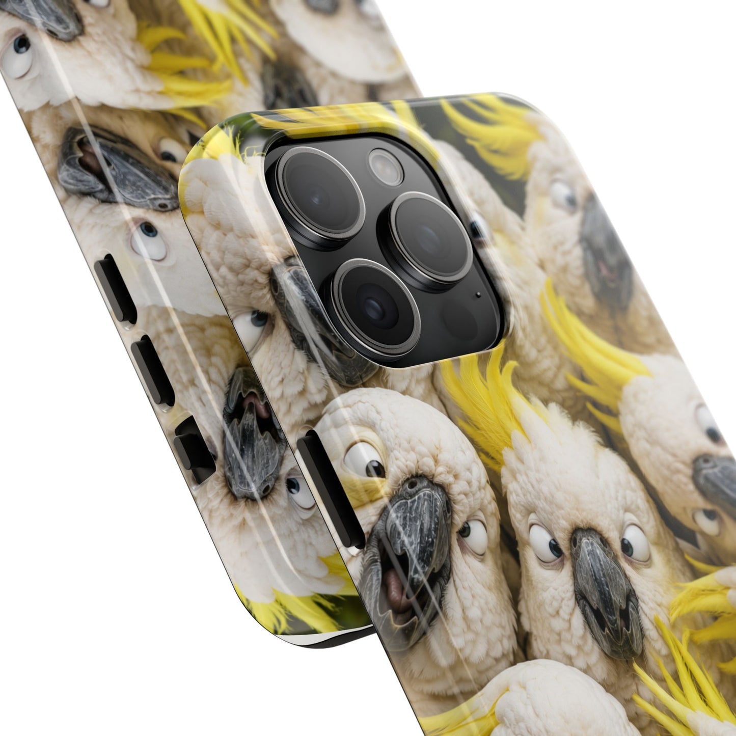Cockatoo Collage Tough Phone Case — Funny Yellow Crested Bird Protective Phone Cover