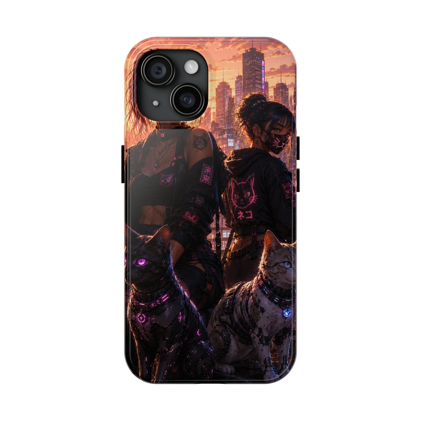 Cyberpunk Pack: Tough Phone Case with Neon Panther & City Sunset