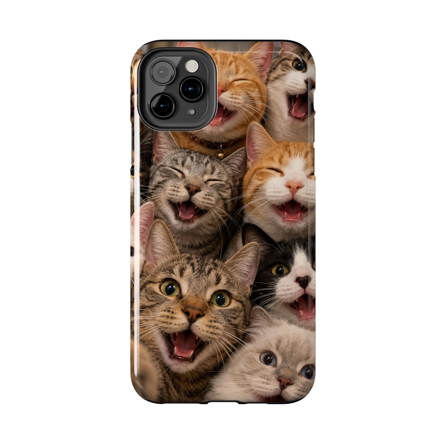 Tough Smiling Cats Collage Phone Case – Cute Cat Faces for iPhone