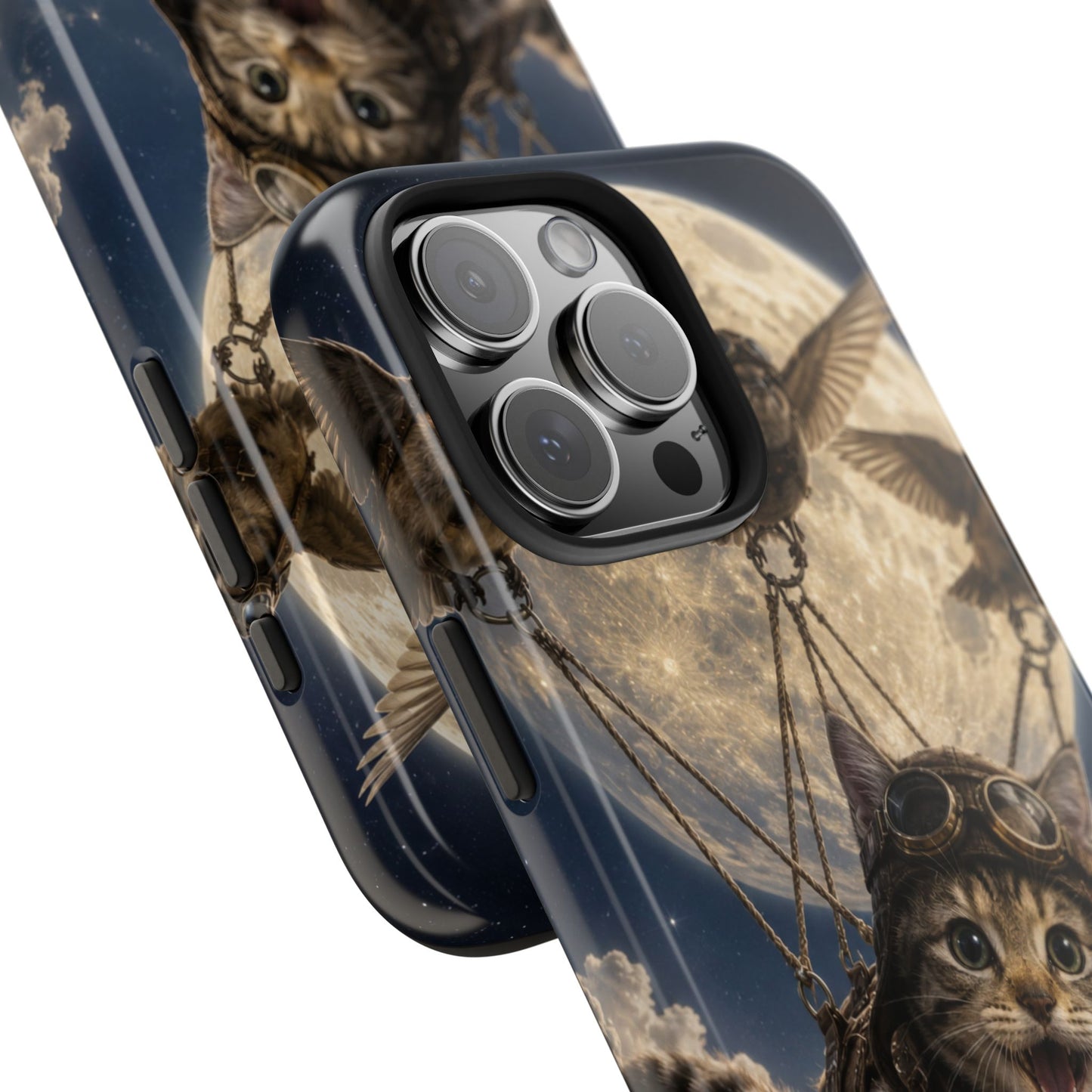 Cat Pilot Phone Case — Adventure Kitty Moonlit Flight Tough Protection
