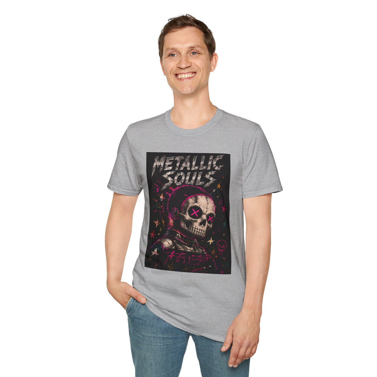 Metallic Souls Skull T‑Shirt — Retro Grunge Rock Tee