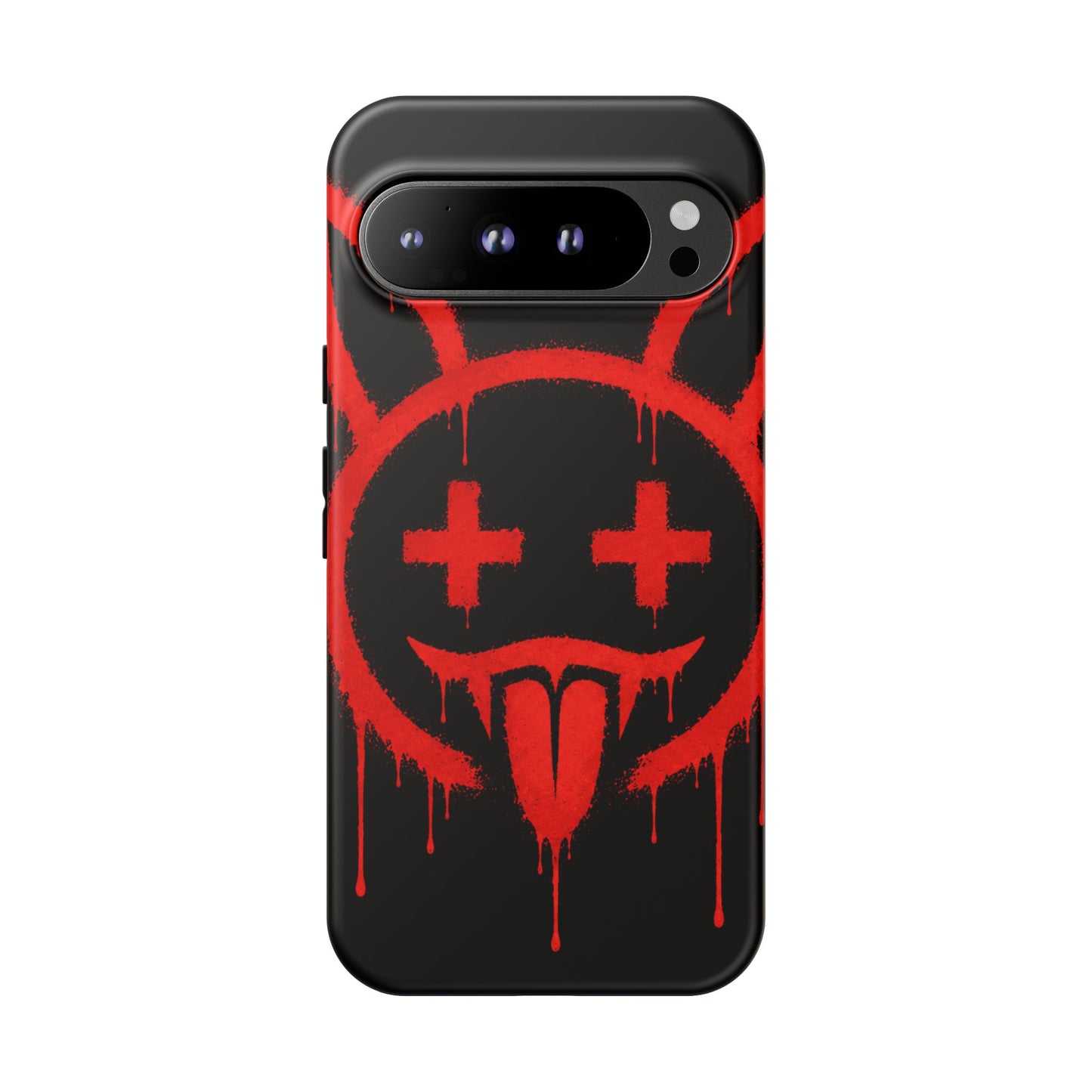 Phone Case - Metallic Souls Red Drip Smiley Graffiti Design