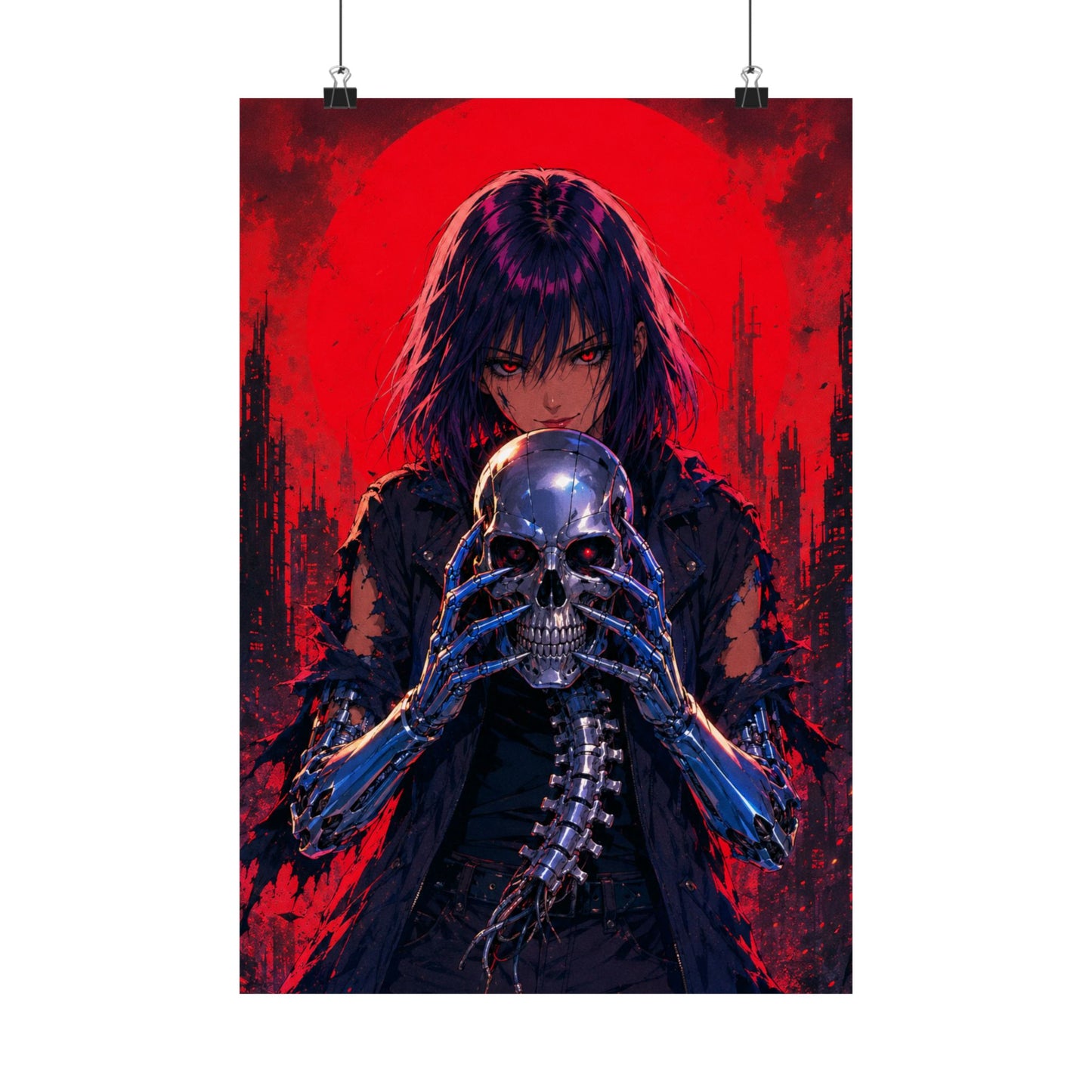 Metallic Souls Skull Poster — Gothic Anime Matte Vertical Wall Art