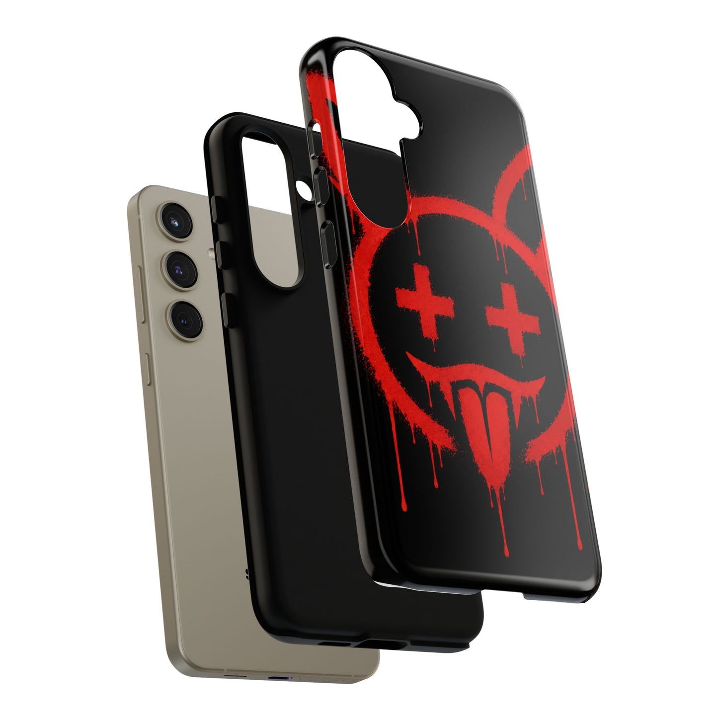 Phone Case - Metallic Souls Red Drip Smiley Graffiti Design