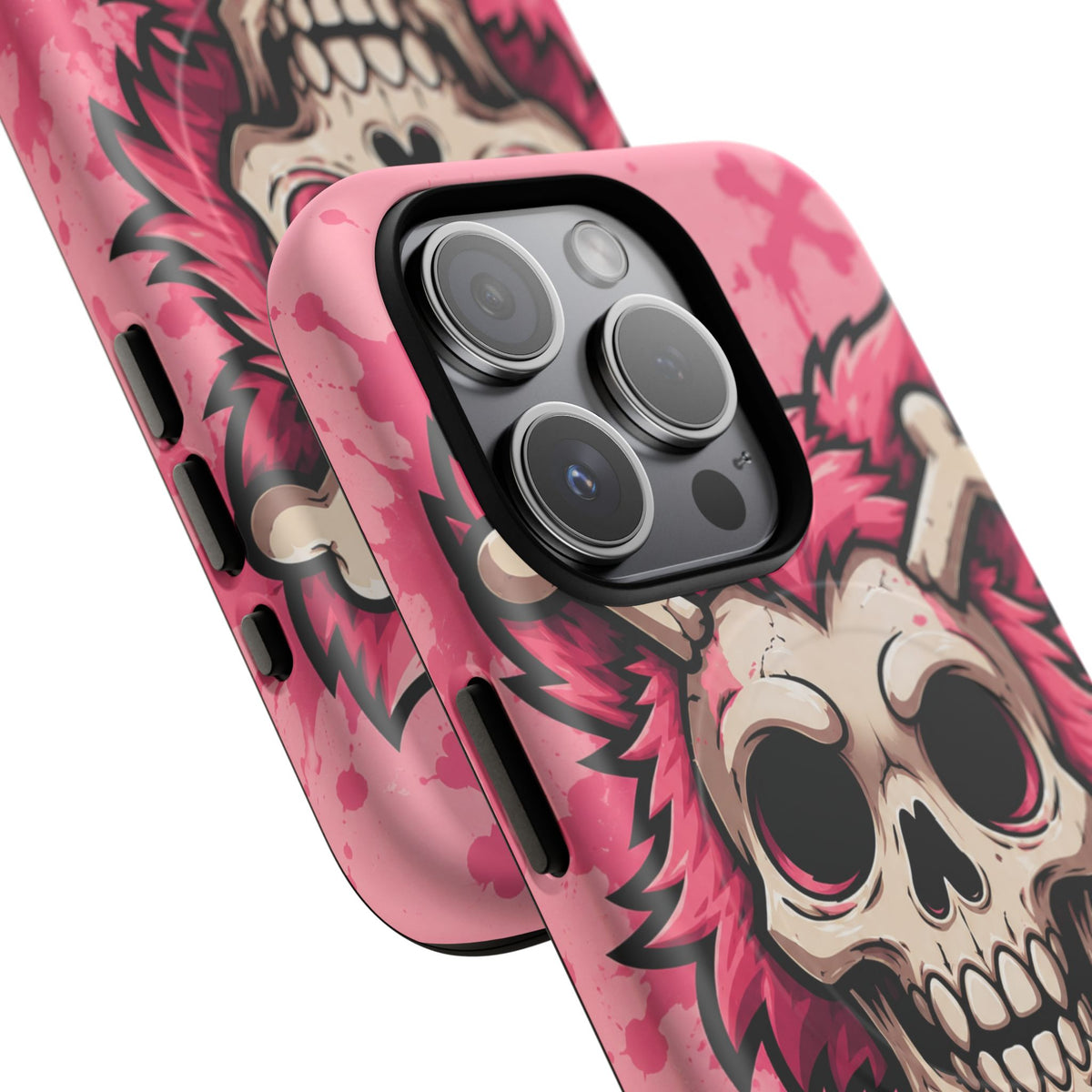 Pink Skull & Crossbones Tough Magnetic Phone Case — Punk Rock Protective Cover