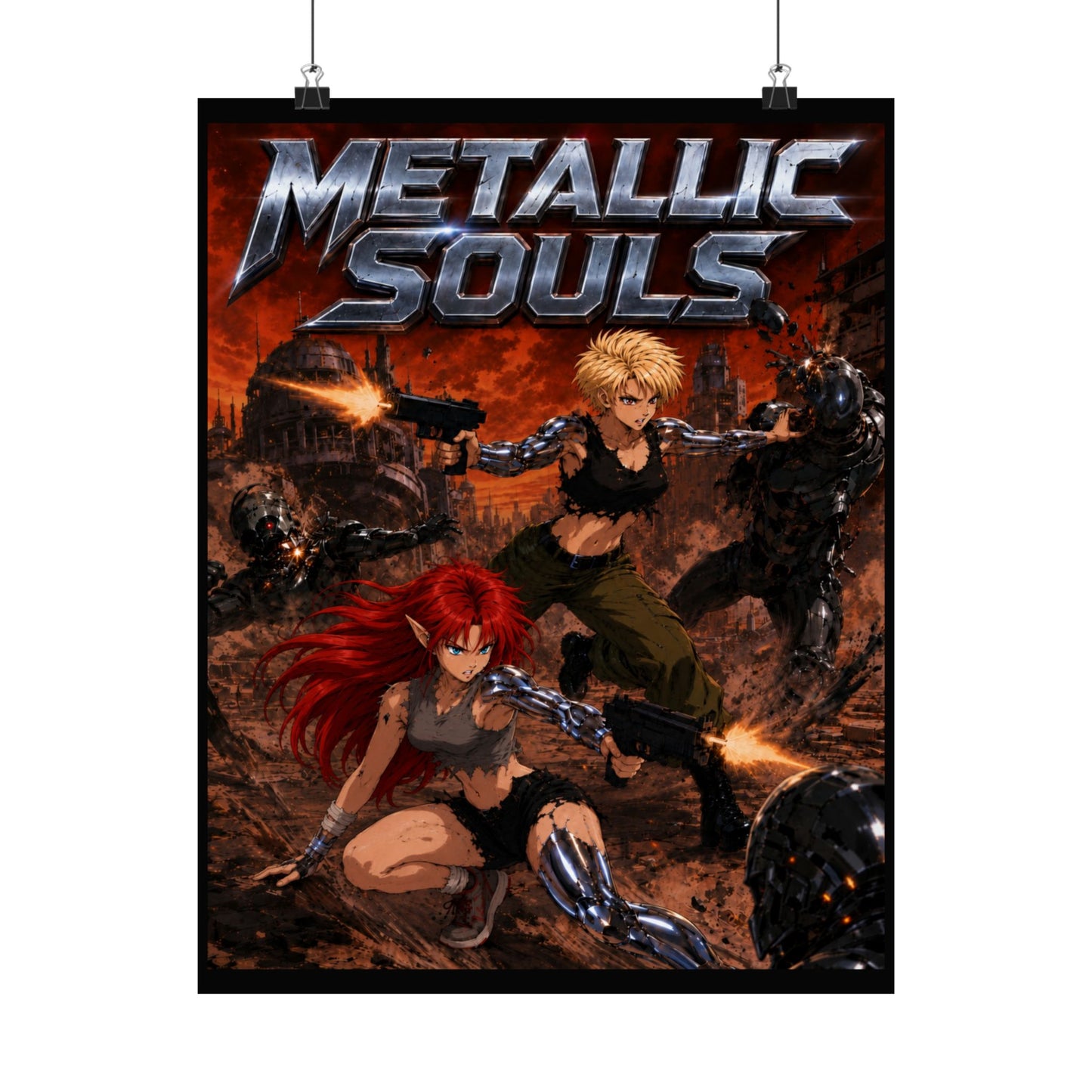 Metallic Souls Poster — Anime Sci‑Fi Action Matte Vertical Print