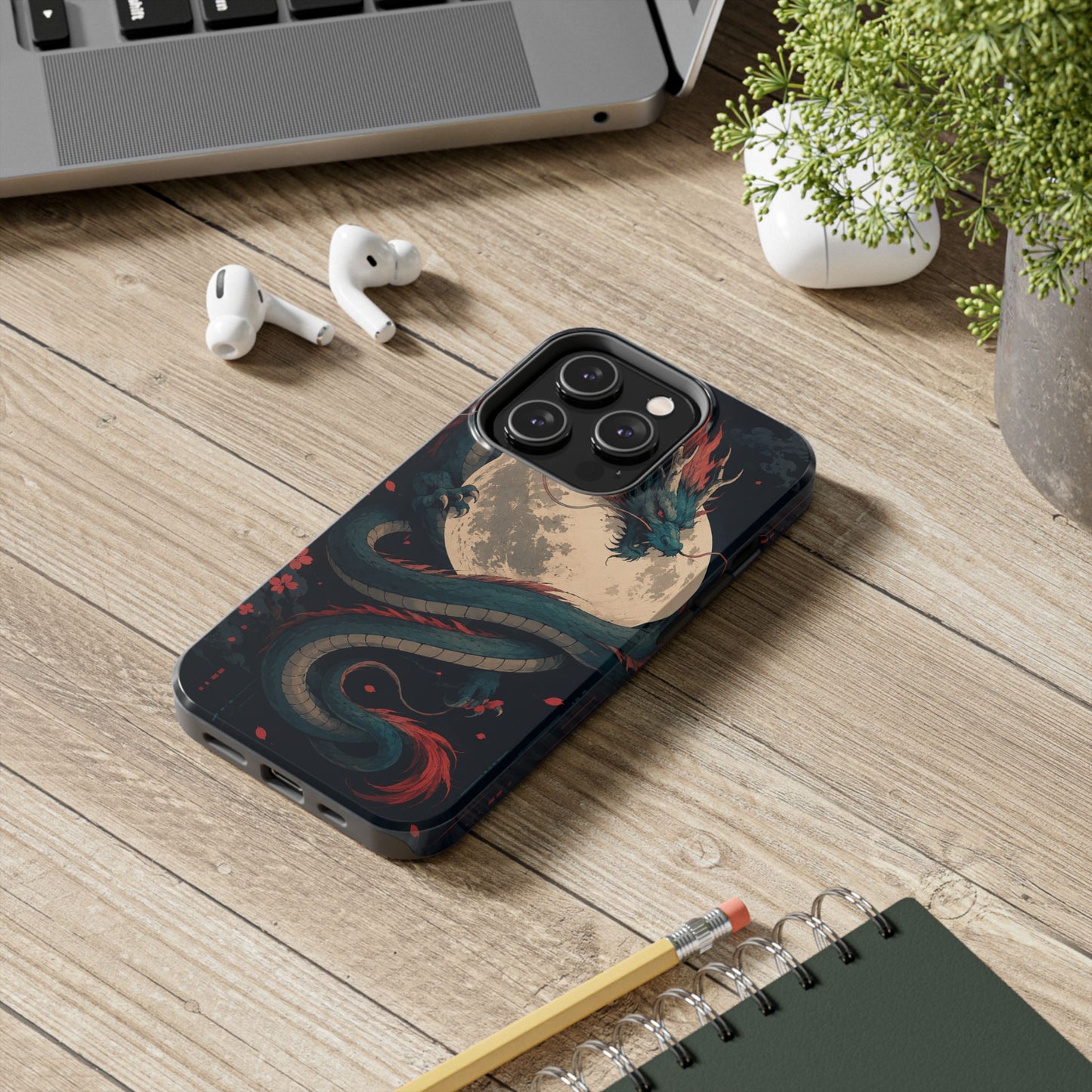 Dragon Moon Phone Case — Mythic Asian Serpent Design Tough Case