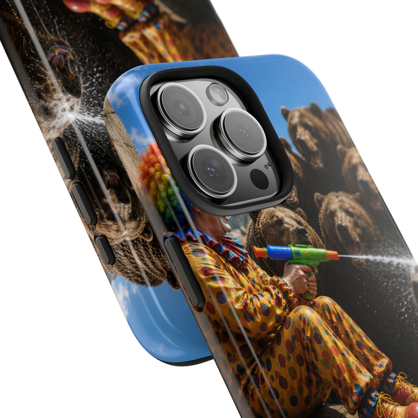 Tough Phone Case — Surreal Clown vs. Bears Protective Phone Cover