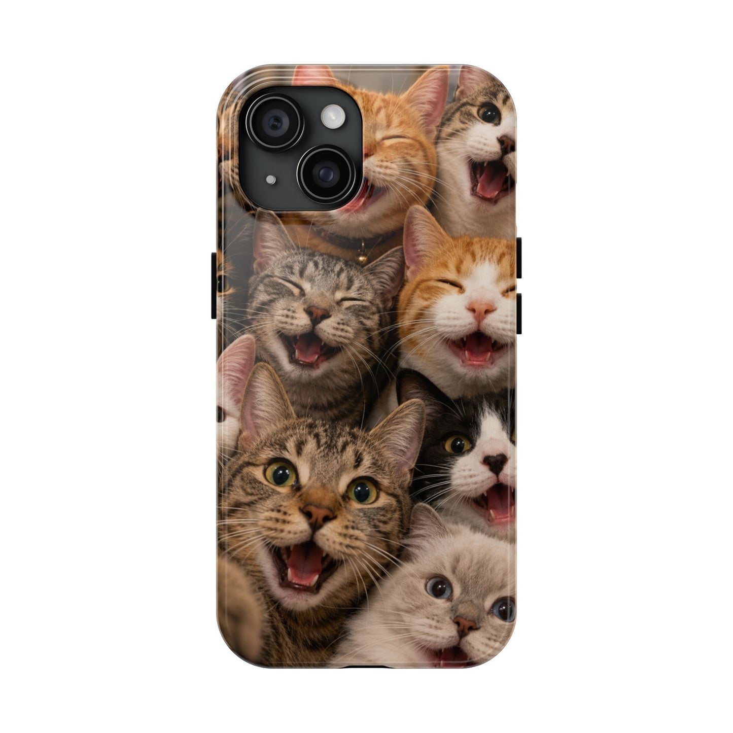 Tough Smiling Cats Collage Phone Case – Cute Cat Faces for iPhone