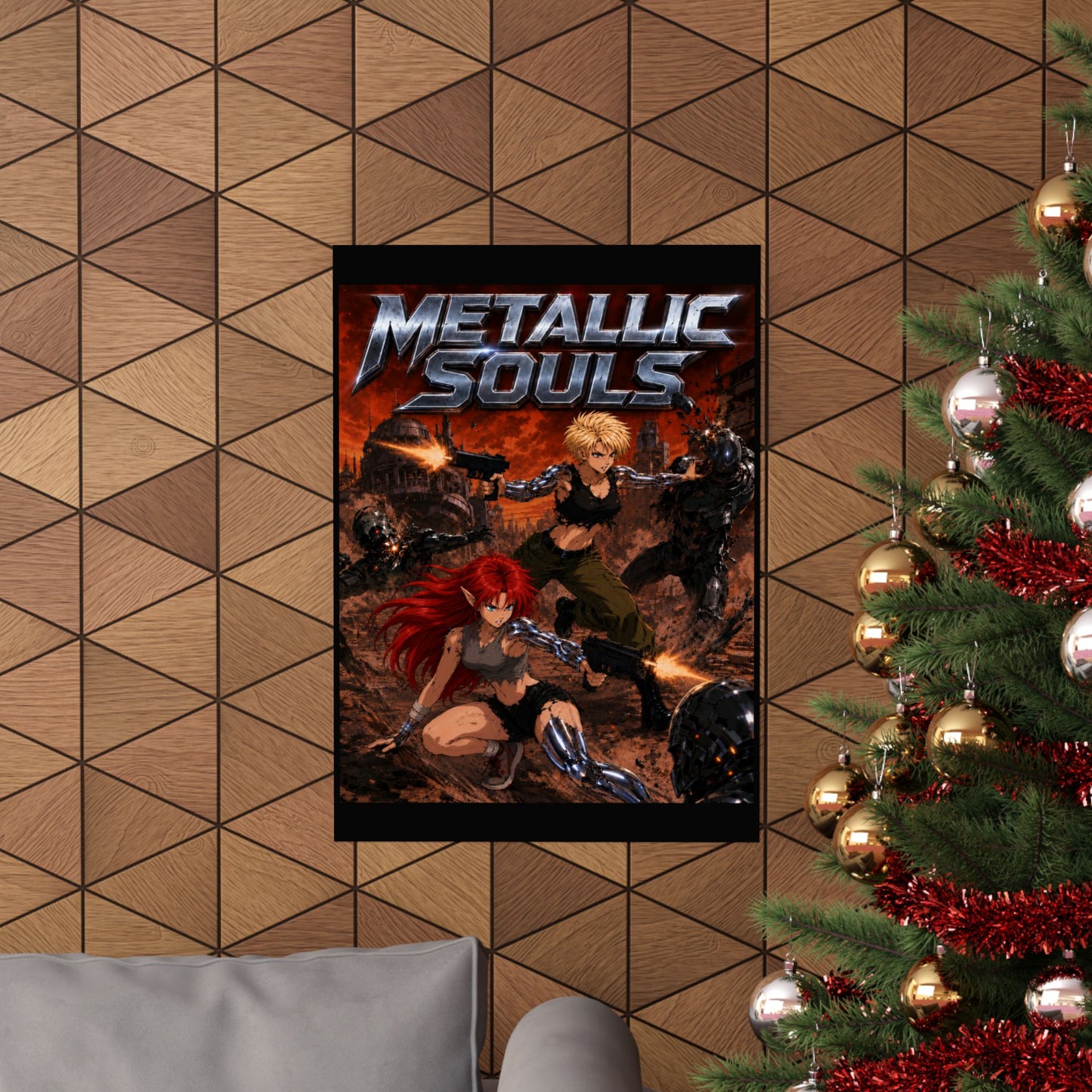Metallic Souls Poster — Anime Sci‑Fi Action Matte Vertical Print