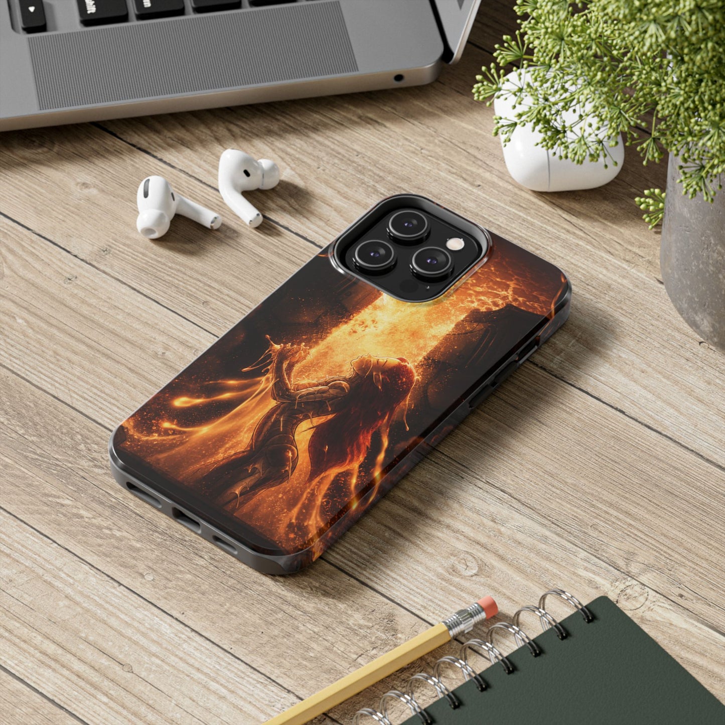 Fiery Phoenix Phone Case — Tough Protective iPhone Cover with Flame Warrior Art