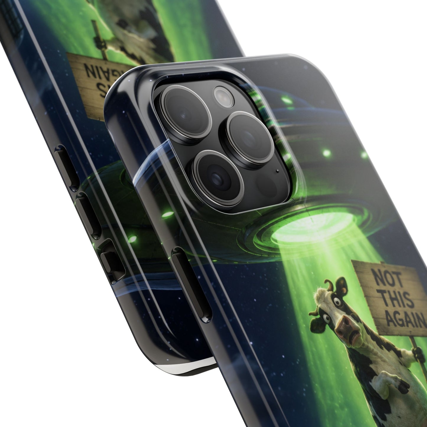 Phone Case — Funny Alien Abduction Cow Design ("Not This Again")