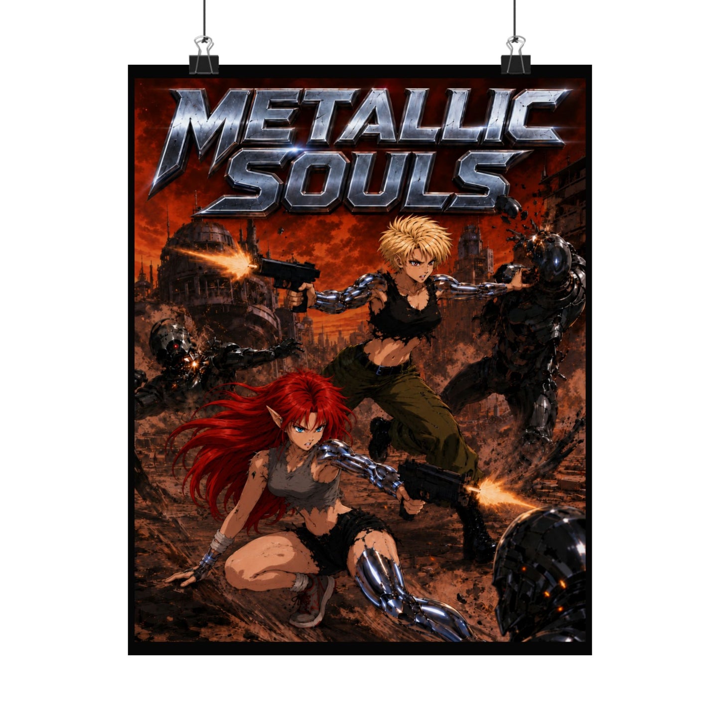 Metallic Souls Poster — Anime Sci‑Fi Action Matte Vertical Print