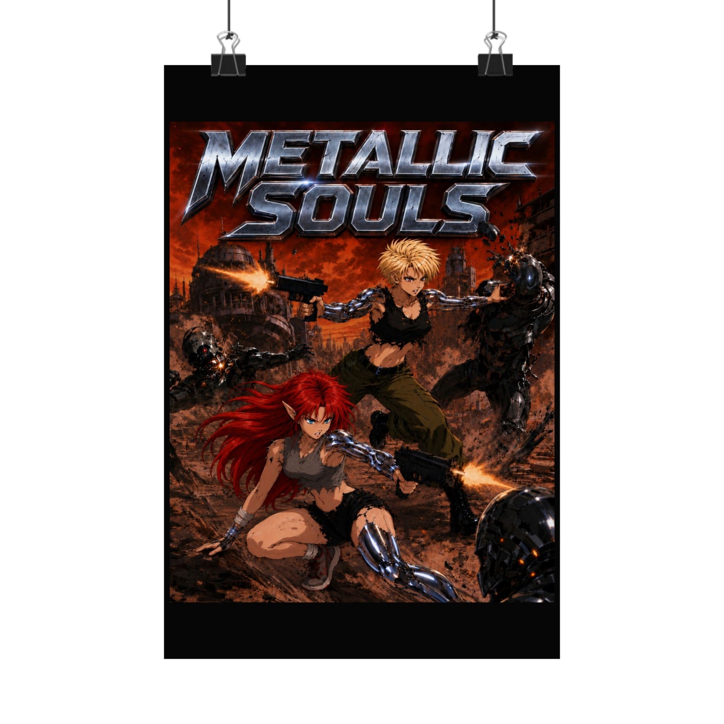 Metallic Souls Poster — Anime Sci‑Fi Action Matte Vertical Print