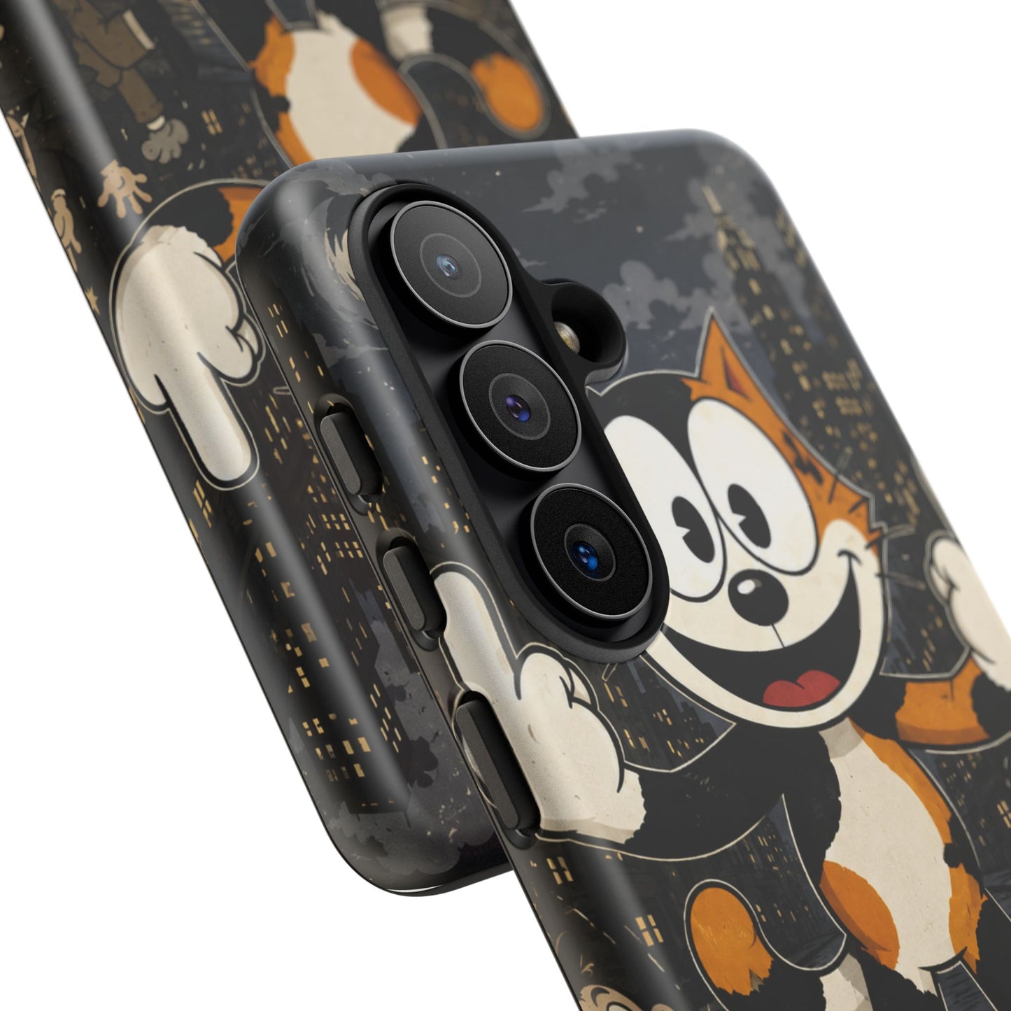 Vintage Cartoon Cat Phone Case — Edgy Felix-Style Illustration
