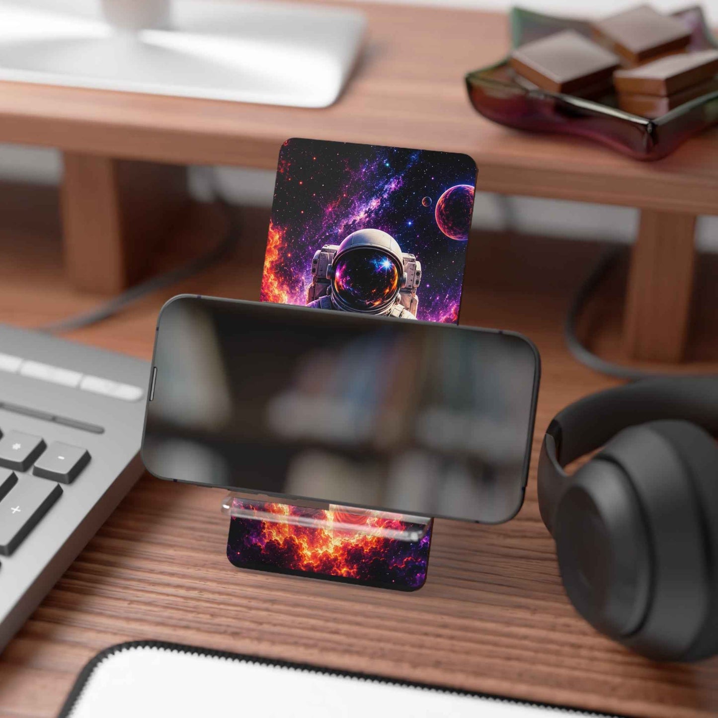 Astronaut Space Art Phone Stand — Galaxy Mobile Display Stand for Smartphones