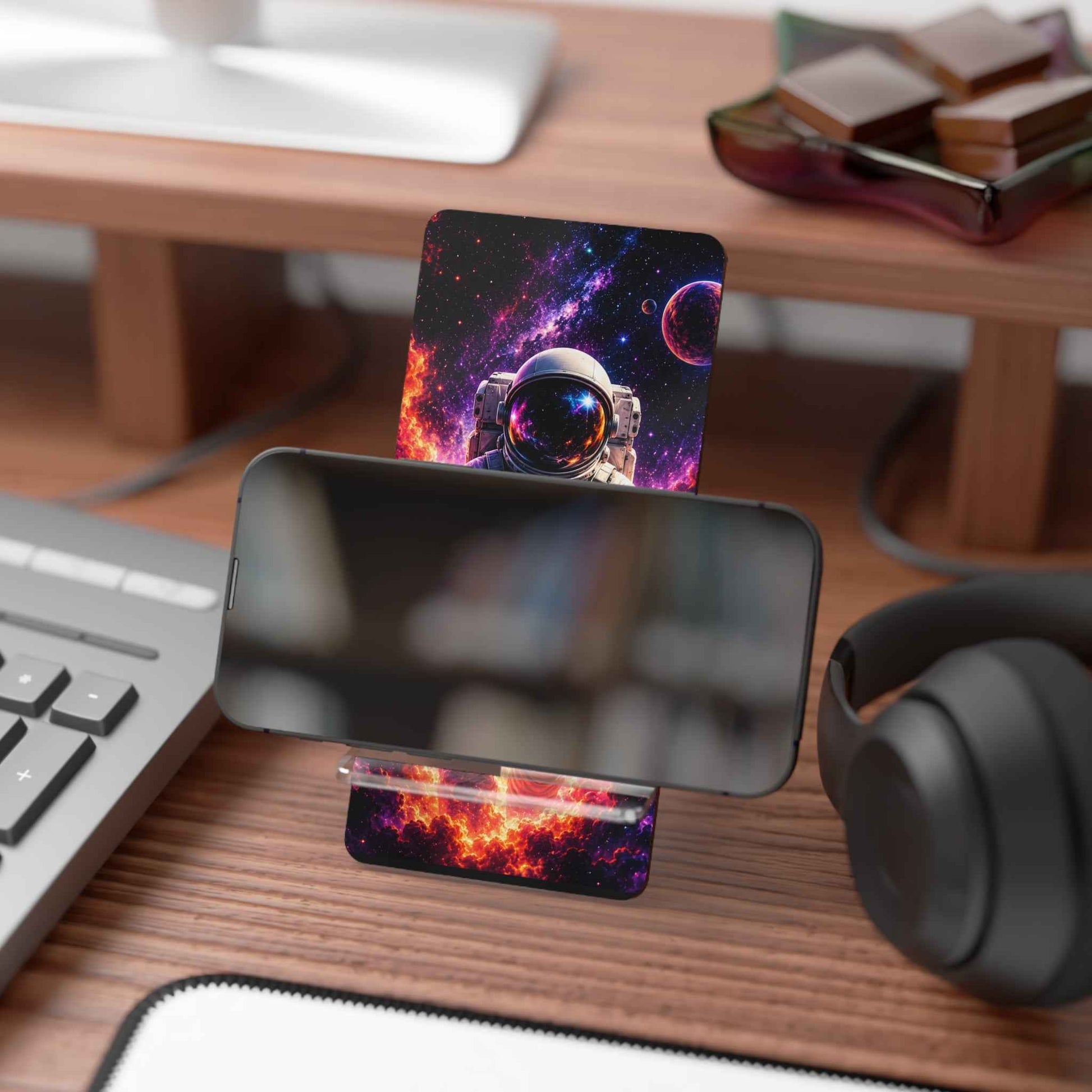 Astronaut Space Art Phone Stand — Galaxy Mobile Display Stand for Smartphones