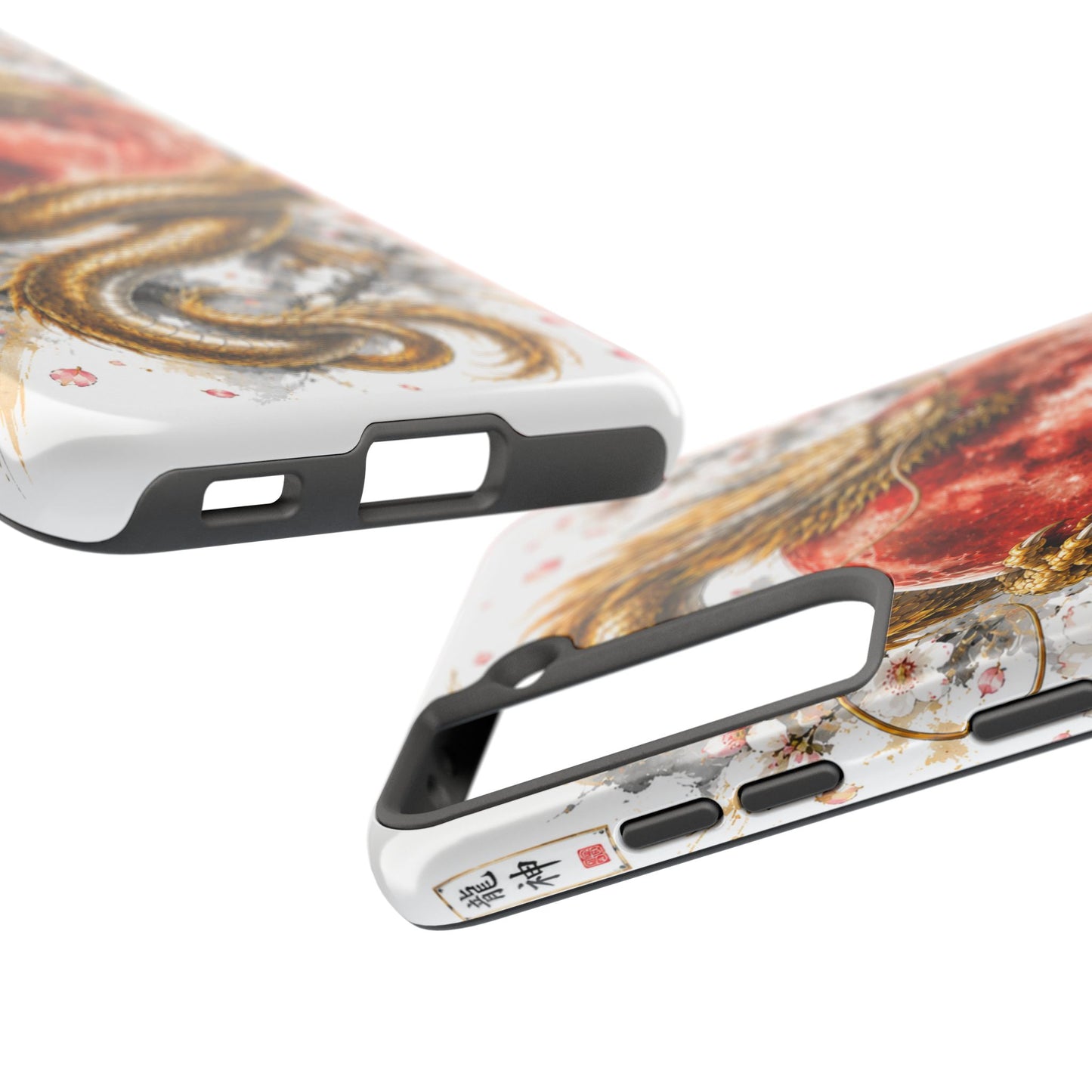 Golden Dragon Phone Case — Red Moon & Cherry Blossom Tough Phone Case