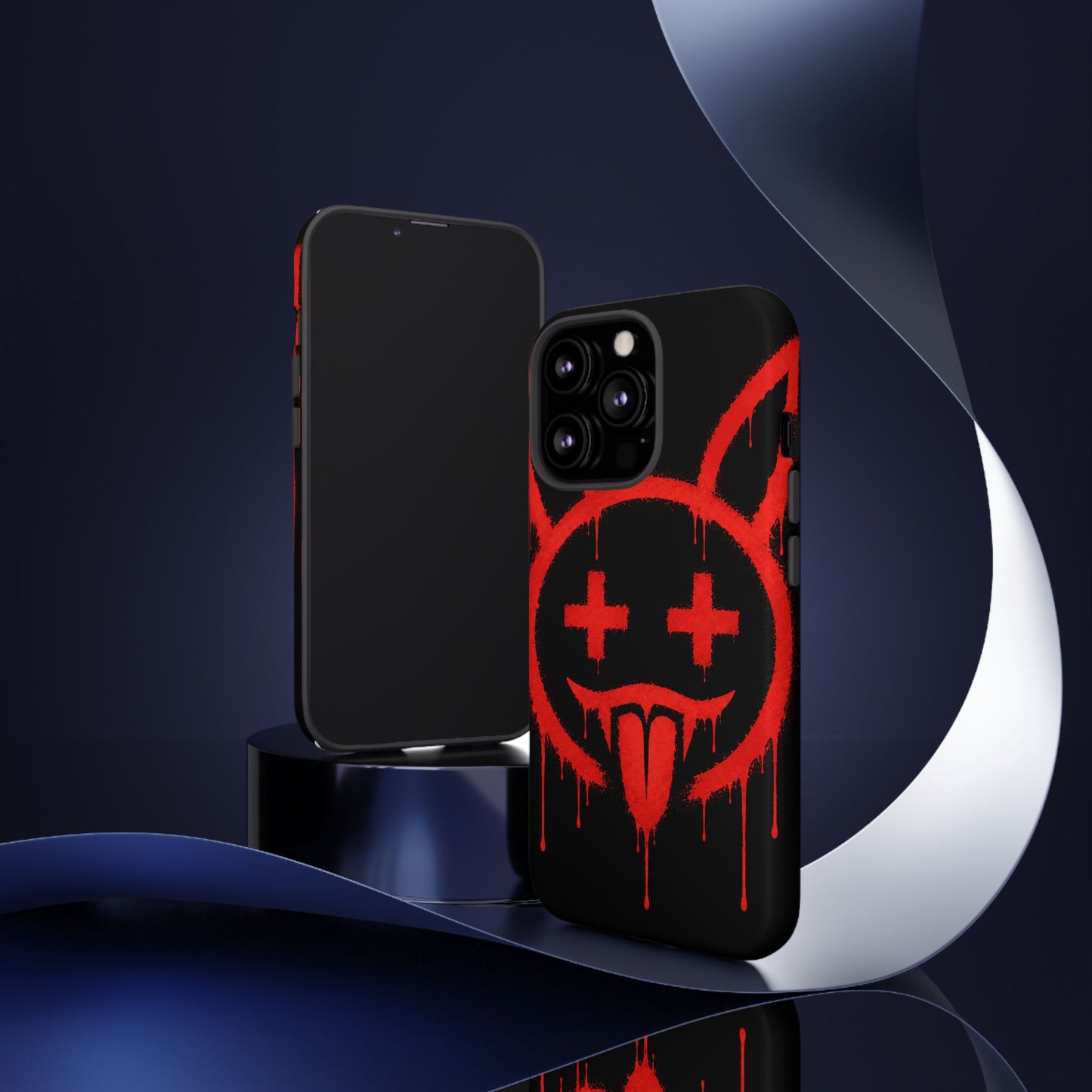 Phone Case - Metallic Souls Red Drip Smiley Graffiti Design