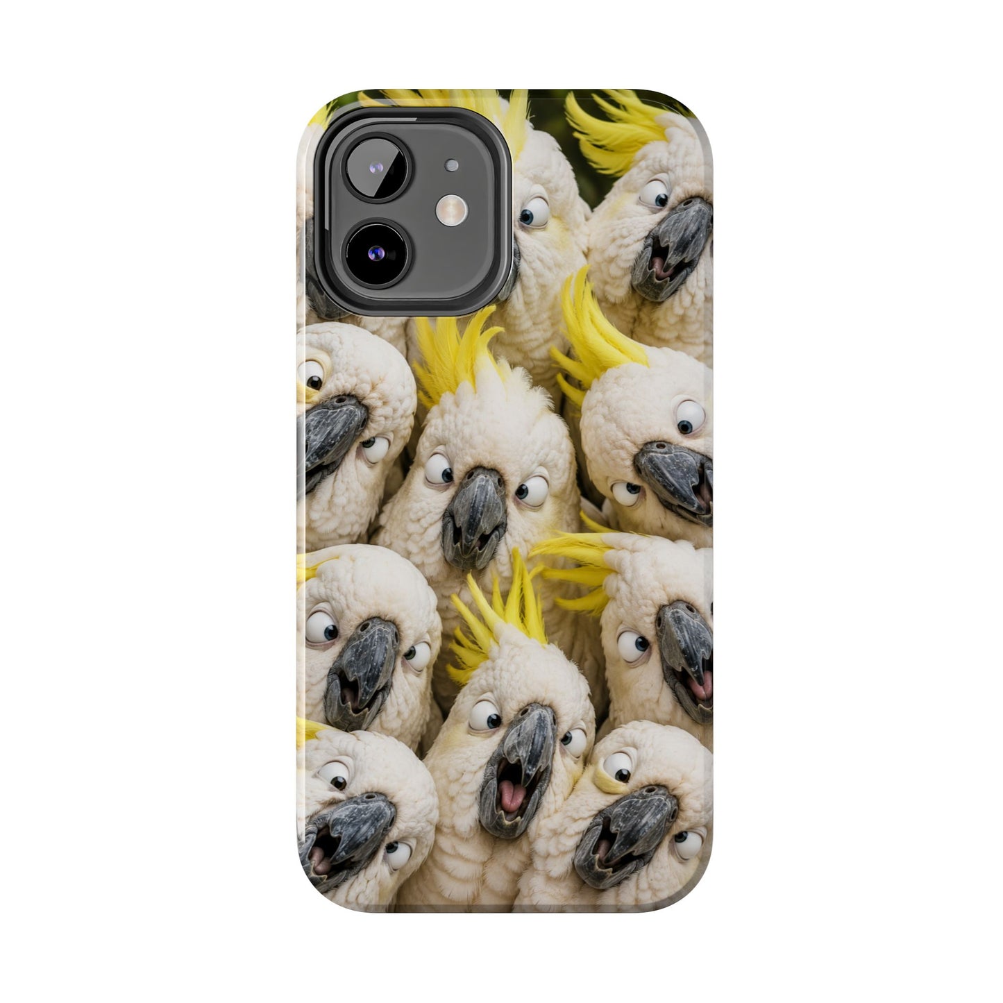 Cockatoo Collage Tough Phone Case — Funny Yellow Crested Bird Protective Phone Cover