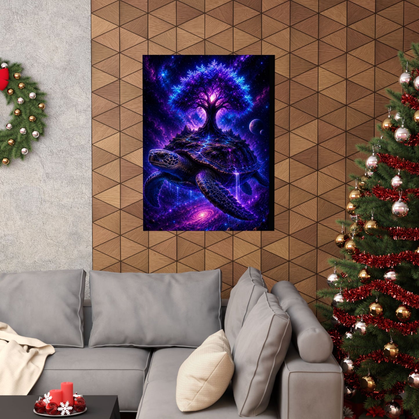 Cosmic Turtle Poster — Mystic Tree on Turtle Shell Matte Vertical Wall Art