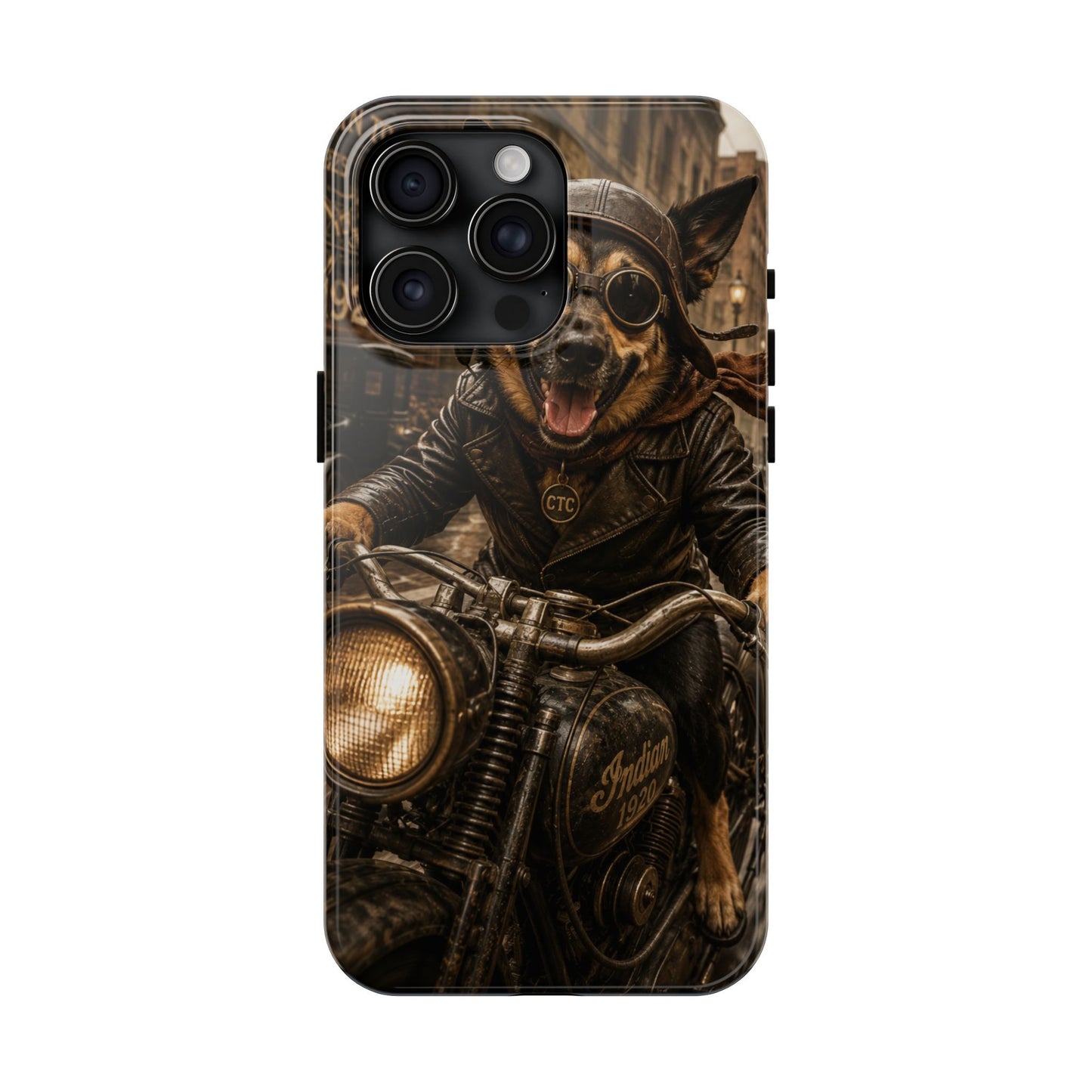 Phone Case — Biker Dog Riding Motorcycle Protective Tough Cover