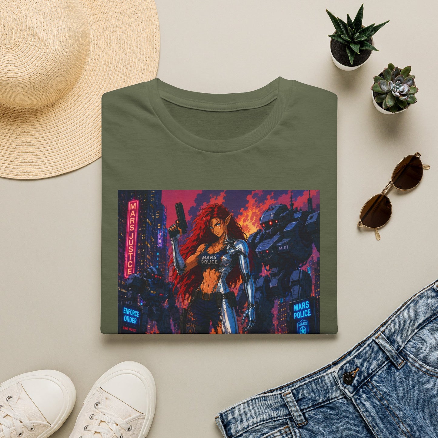 Cyberpunk Warrior T‑Shirt — 'Metallic Soul' Futuristic Anime Graphic