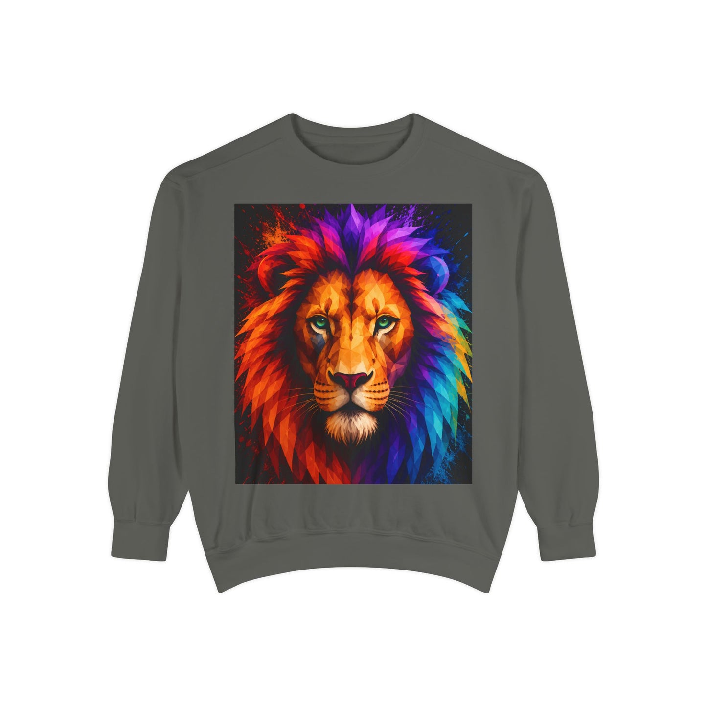 Colorful Lion Sweatshirt — Vibrant Rainbow Mane Crewneck