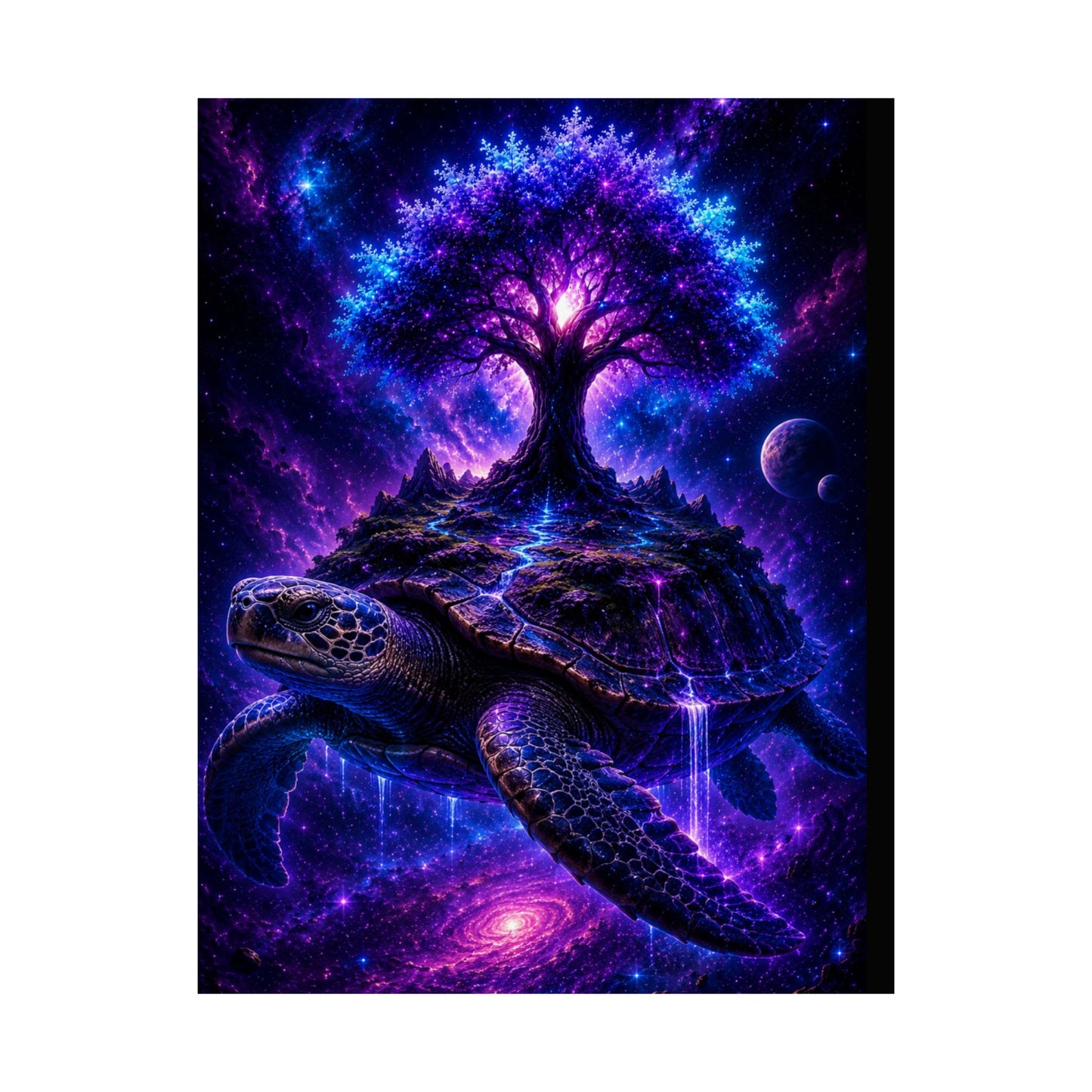 Cosmic Turtle Poster — Mystic Tree on Turtle Shell Matte Vertical Wall Art