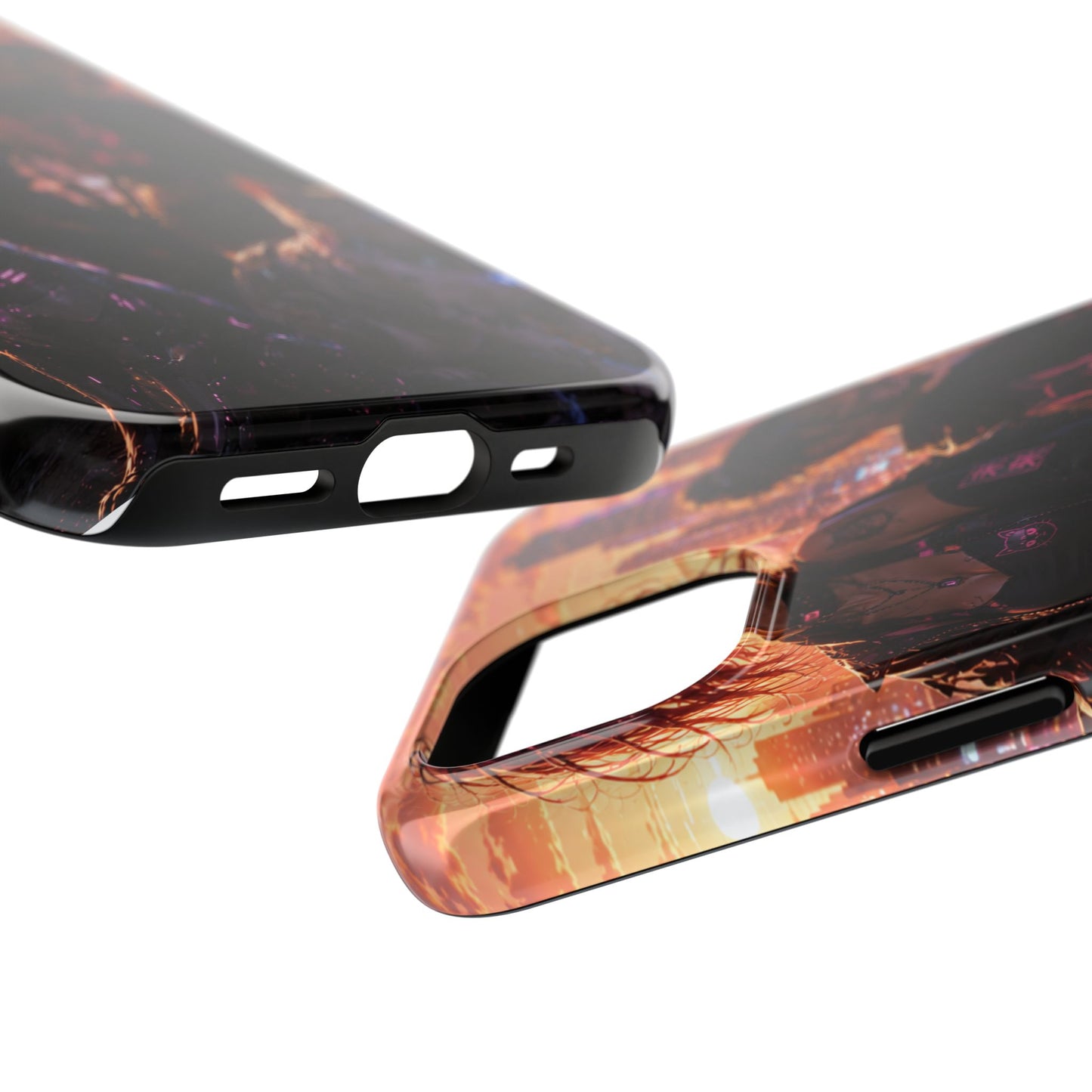 Cyberpunk Pack: Tough Phone Case with Neon Panther & City Sunset