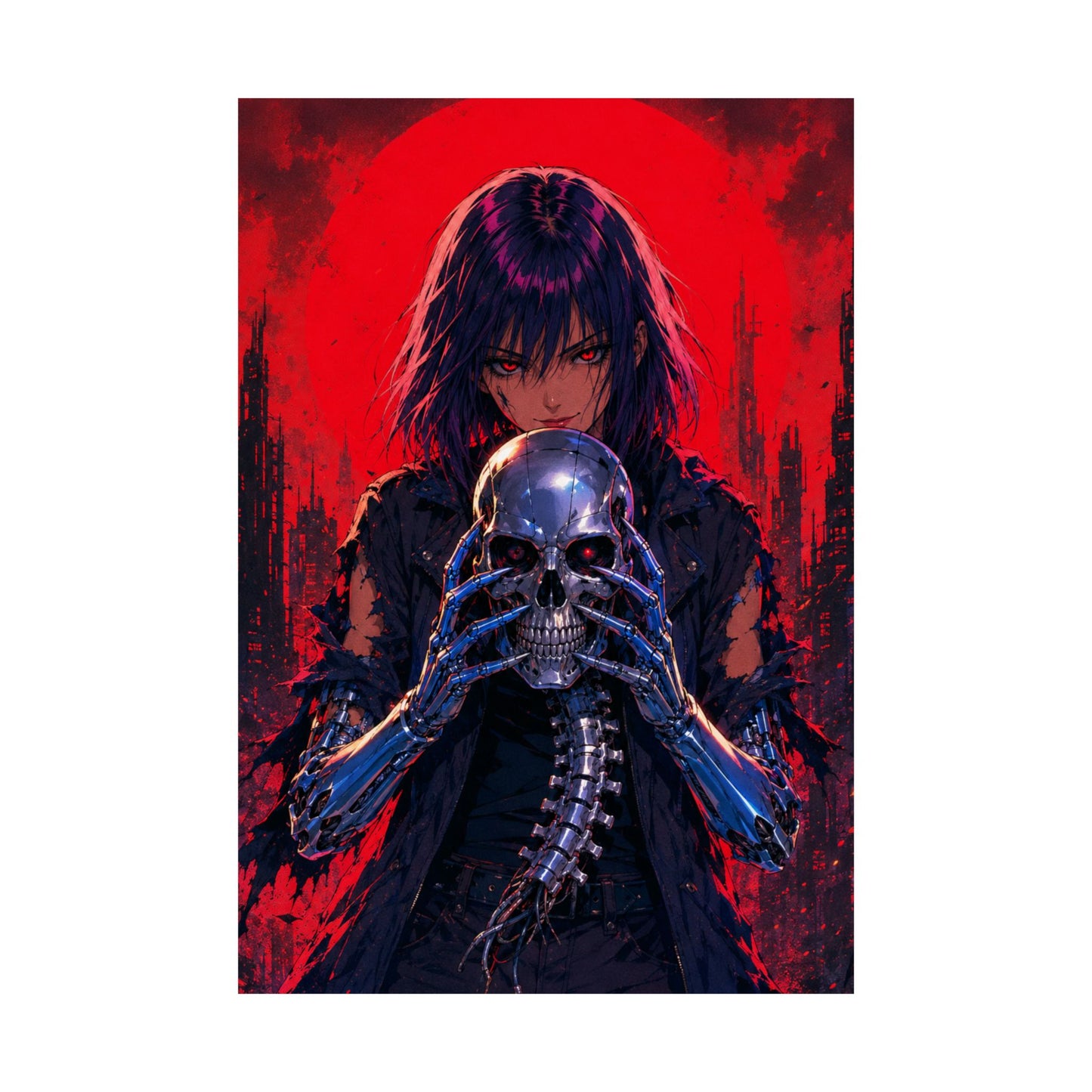 Metallic Souls Skull Poster — Gothic Anime Matte Vertical Wall Art