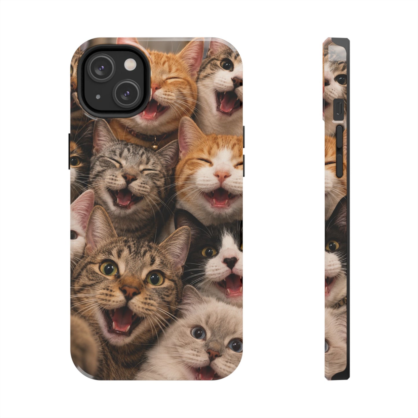 Tough Smiling Cats Collage Phone Case – Cute Cat Faces for iPhone