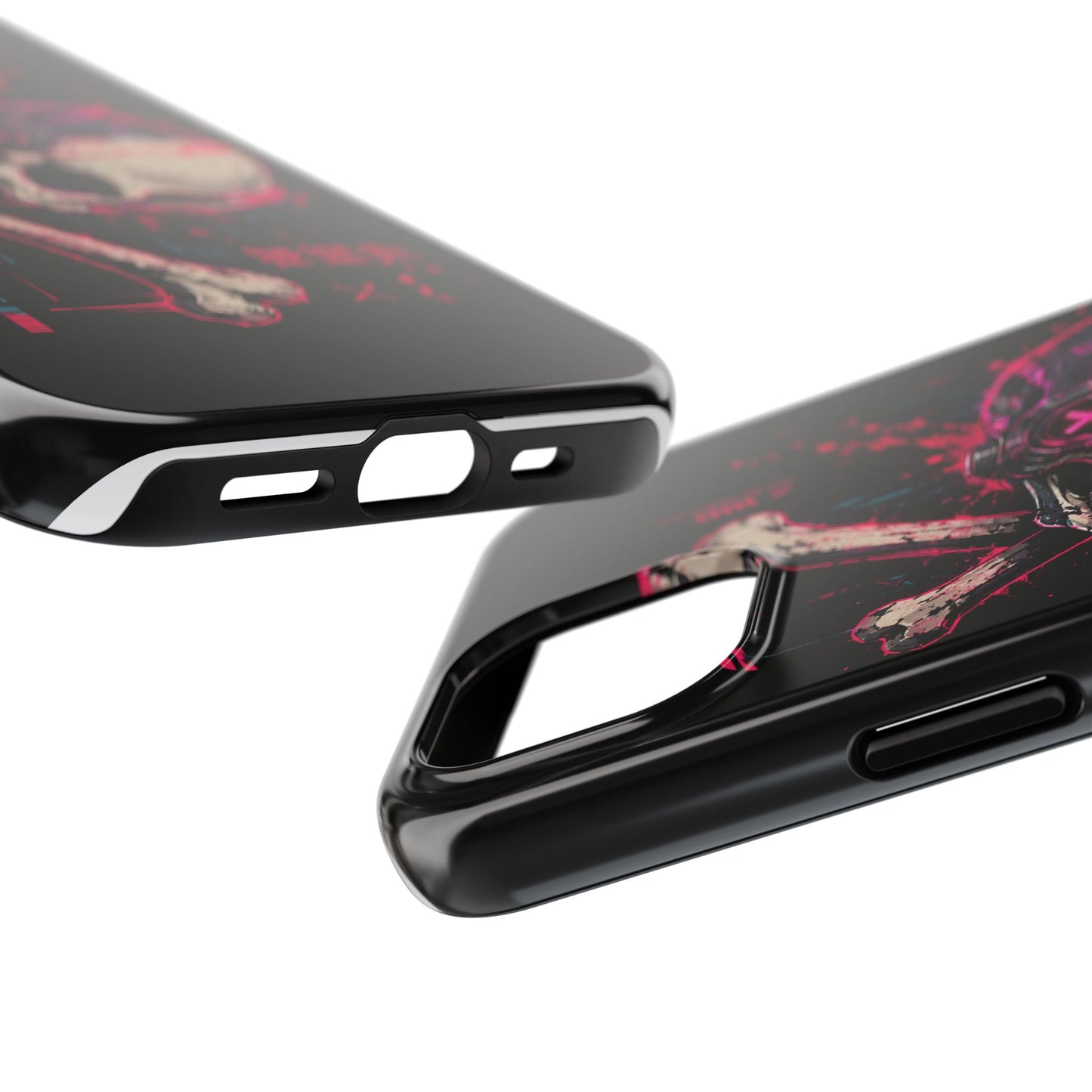 Skull & Crossbones Tough Phone Case — Neon Cyberpunk Skull Design